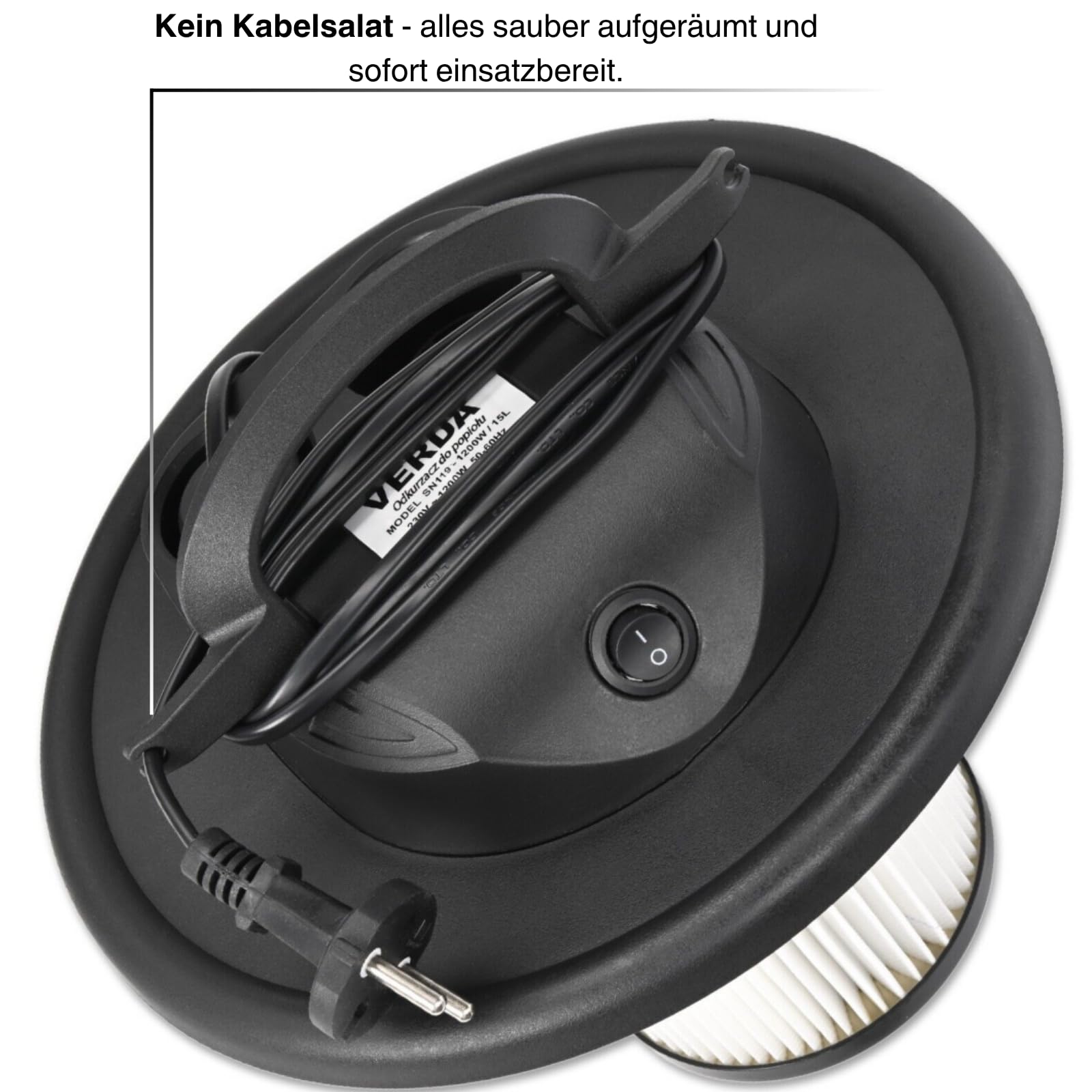 Sellnet Aschesauger 15L 1200W mit Blasfunktion & DUAL Filtersystem, Kaminsauger mit HEPA Filter, Staubsauger für Kamin, (Kabellänge - ca. 1,5m) Kabelhalter, Grill und Feuerstelle SN119