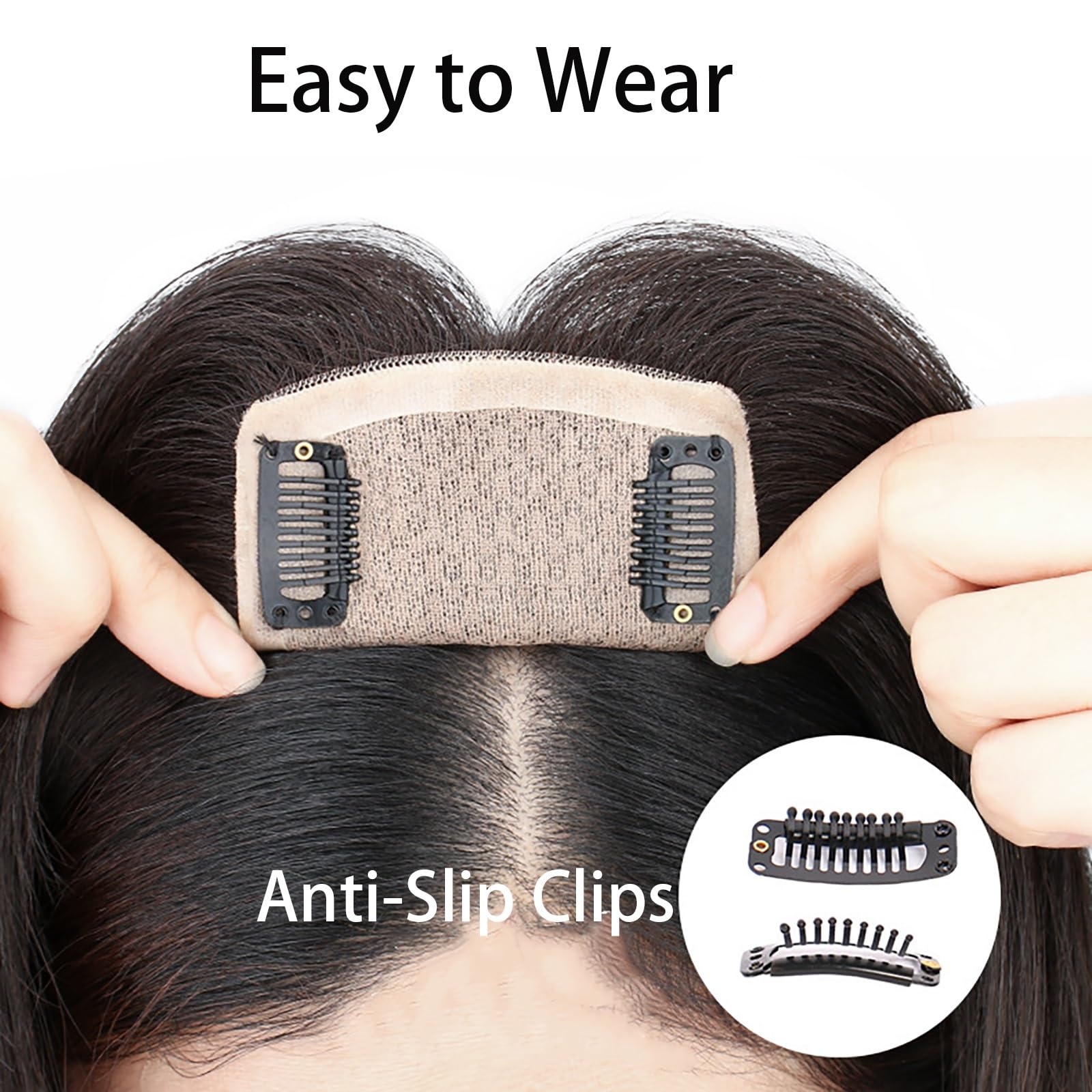 100 % Echthaar-Topper Natürliches Schwarzes Toupet for Frauen 10 X 12 Cm Seidenbasis-Top-Haarverlängerungen, 25/30 Cm Haarteile Ohne Pony Zum Abdecken Von Weißem/schütterem Haar ( Size : 10 inch )