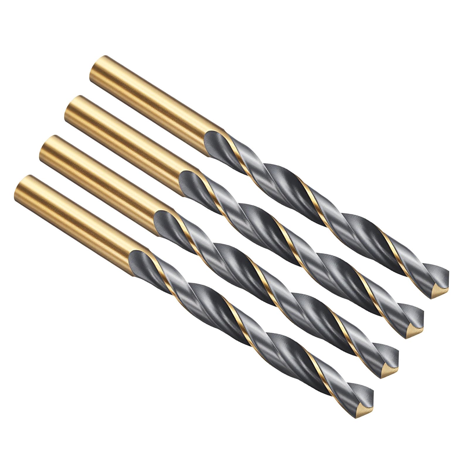 PATIKIL 9mm Drill Bit, Jobber Straight Shank 4341 High-Speed Steel 118ยฐ Black and Gold Finish for Medium-hard Metal Steel Acrylic - 4 Pack
