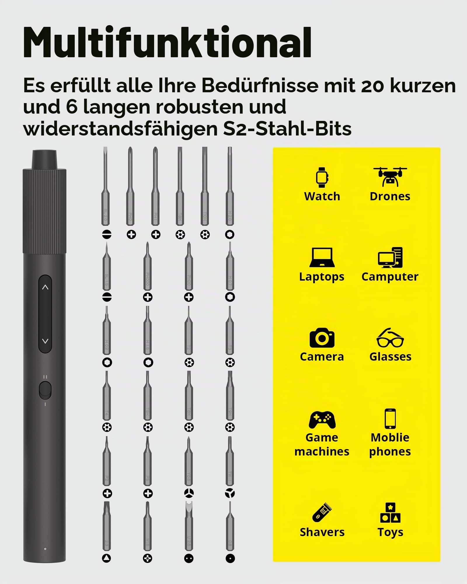 HOTO Präzisions-Schraubendreher-Set, 48 in 1 Magnetische Bits, Werkzeug | Handy Reparatur für Brillen Uhren Uhrmacher PC Laptop Switch PS4/5 Kamera, Feinmechaniker Schraubenzieher Set