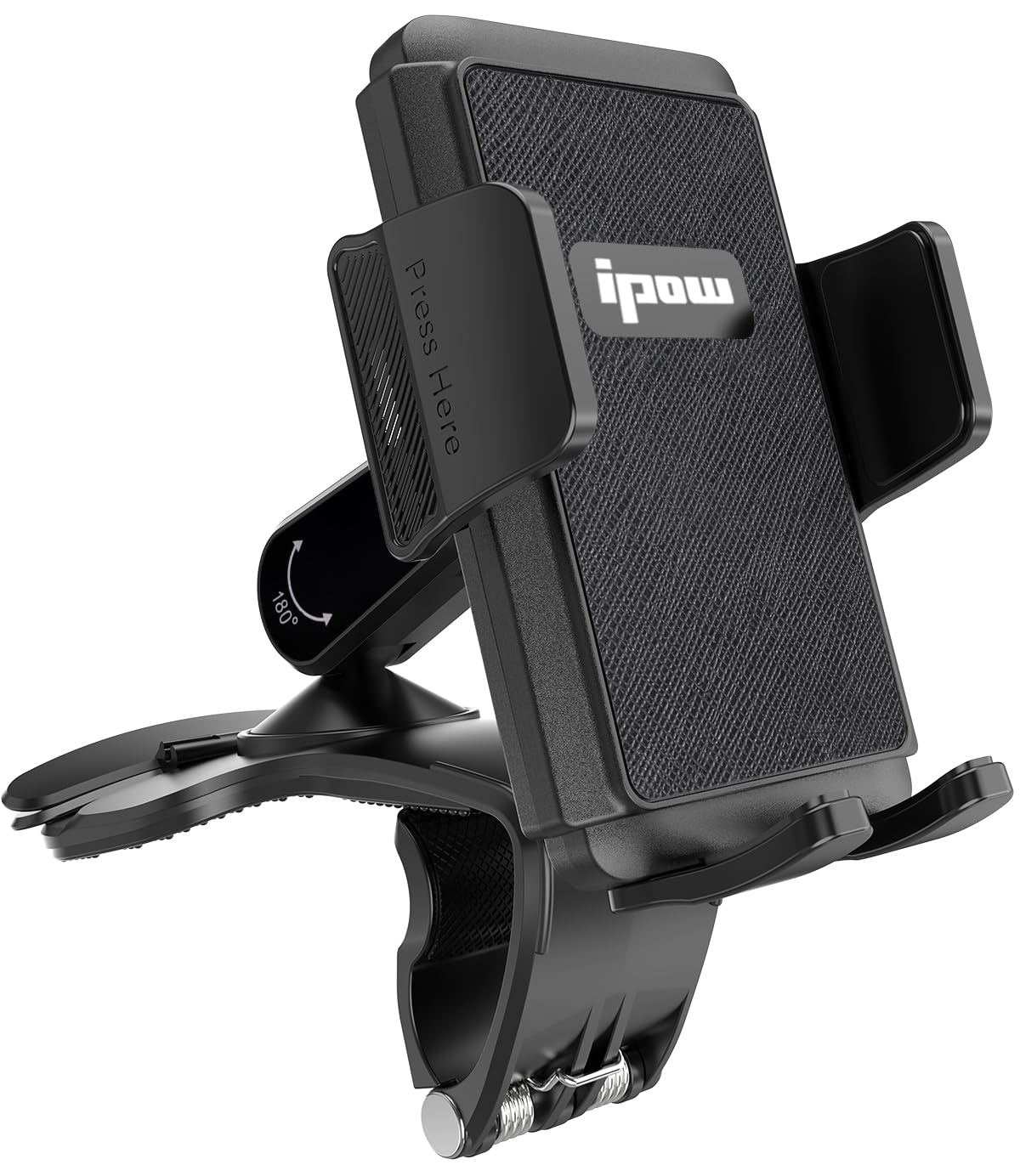 IPOW Car Dashboard Phone Clip Holder, 360 Degrees Rotation Dash Steering  Wheel Phone Clamp Mount Compatible with iPhone 15 14 13 Pro Max and 4-7 Inch