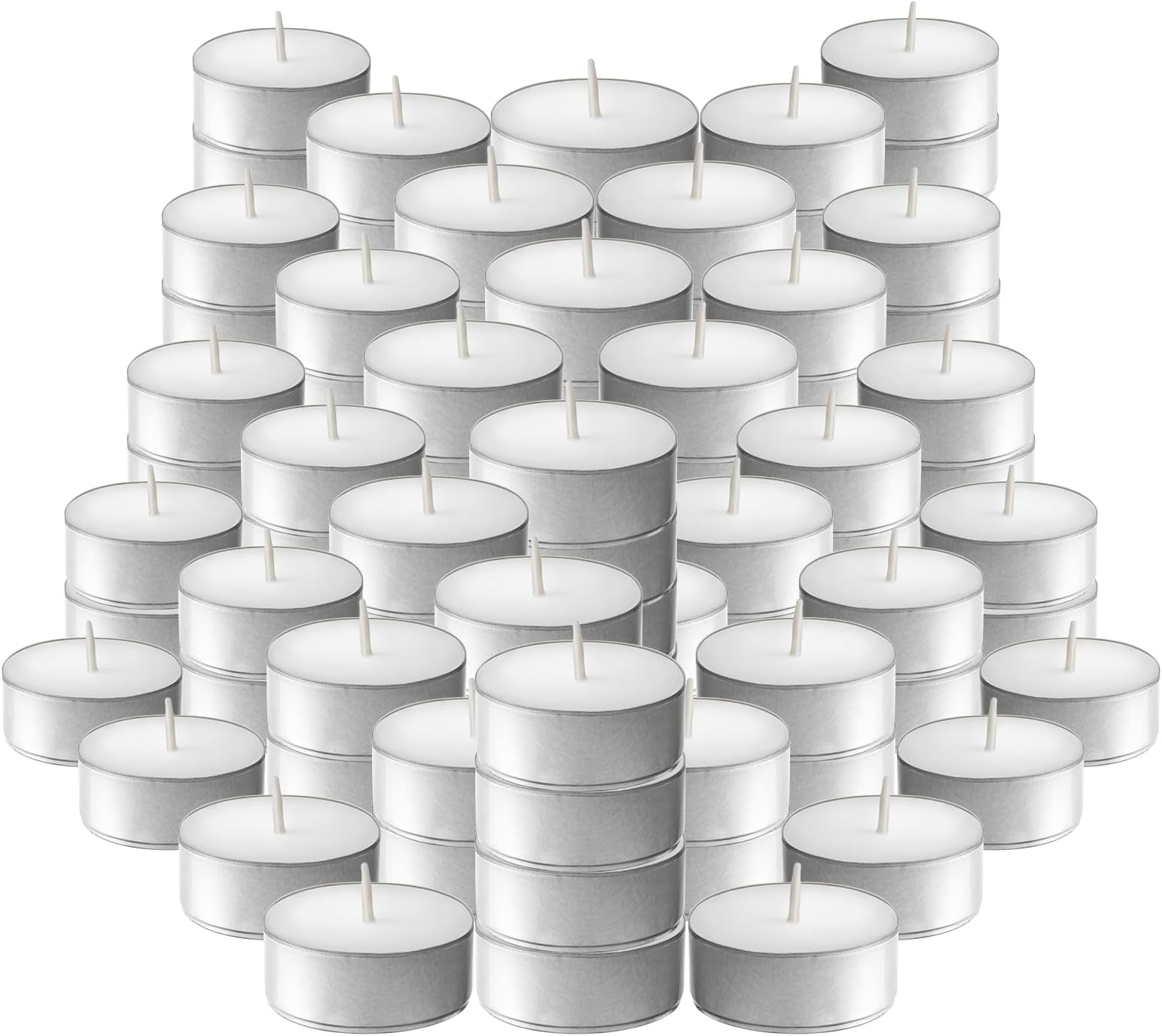 L'ner Tea Light Candles – Set of 100 Unscented Tea Lights – Burns Aprx. 4 Hours – Party & Ambience Candles – Restaurant Decorations