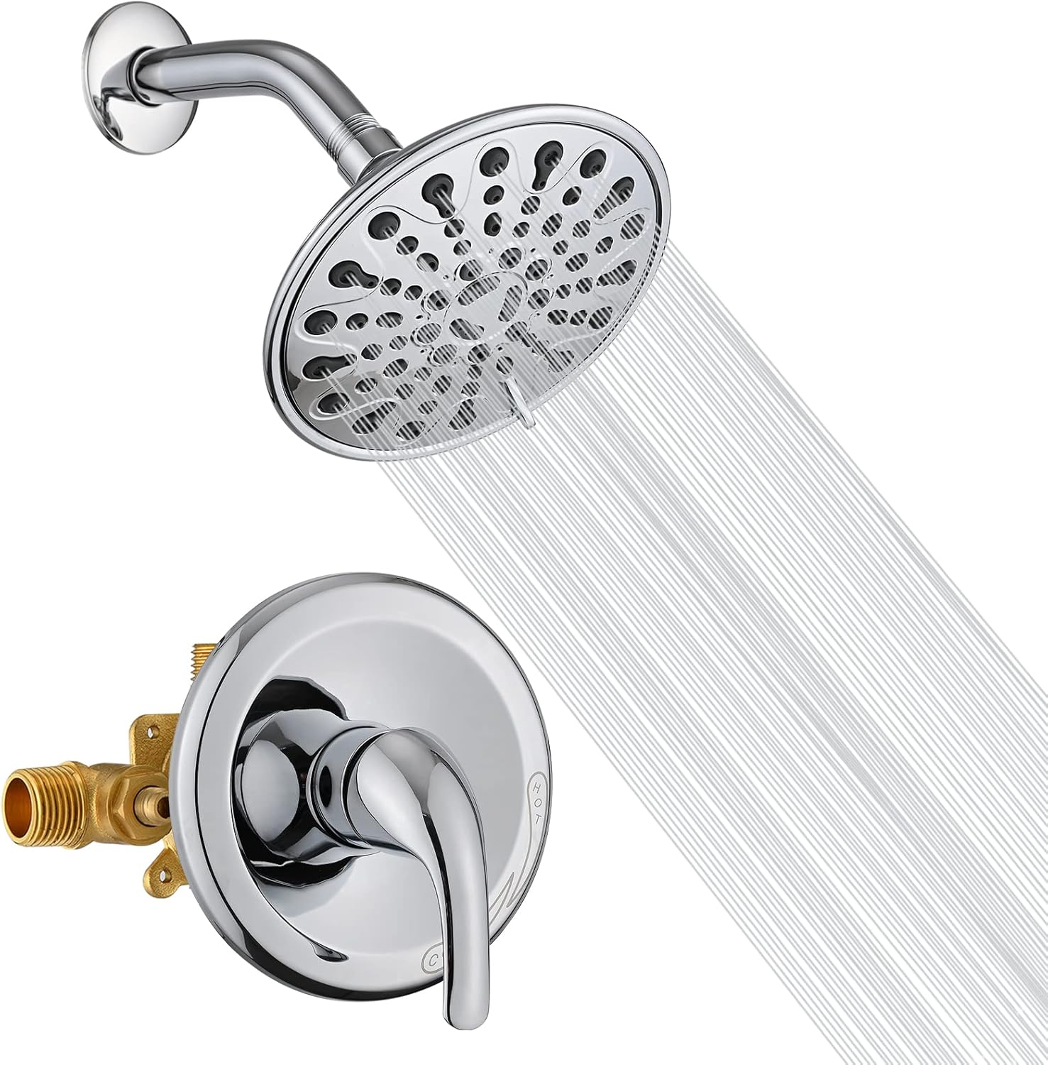 EQLOO Single Function Shower Faucet Set, Bathroom Rain Mixer Shower