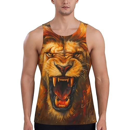 KKdskkds Aesthetic Roaring Lion Men's Tank Tops Sports Quick-Dry Breathable