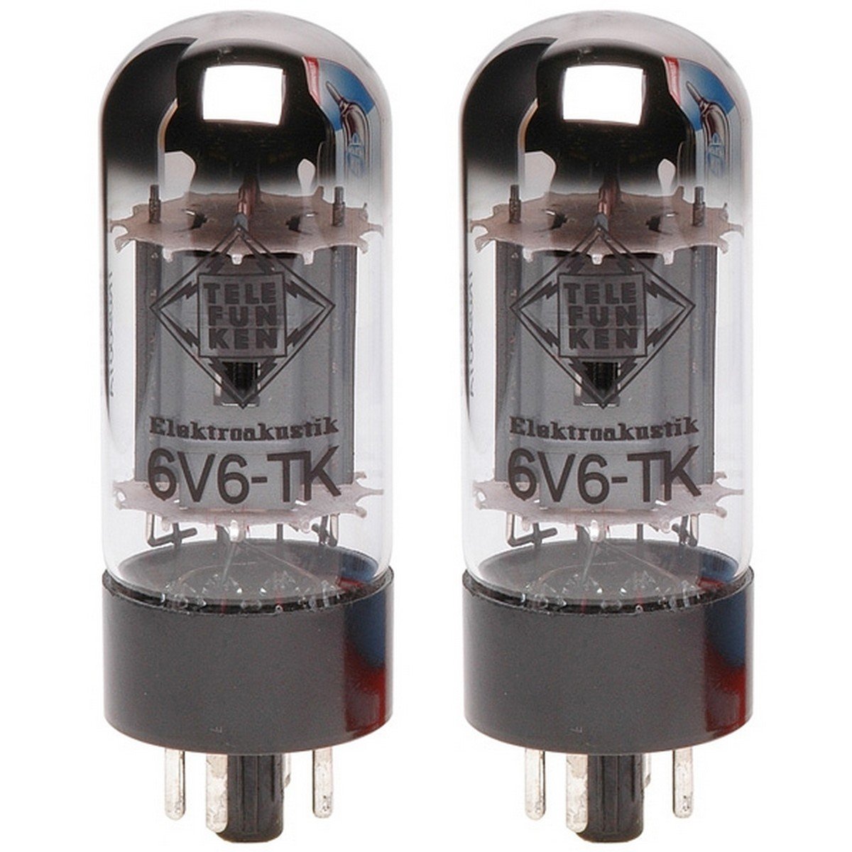 TELEFUNKEN Elektroakustik Matched Pair of 6V6-TK | Black Diamond Series 6 Pin Replacement Vacuum Tub