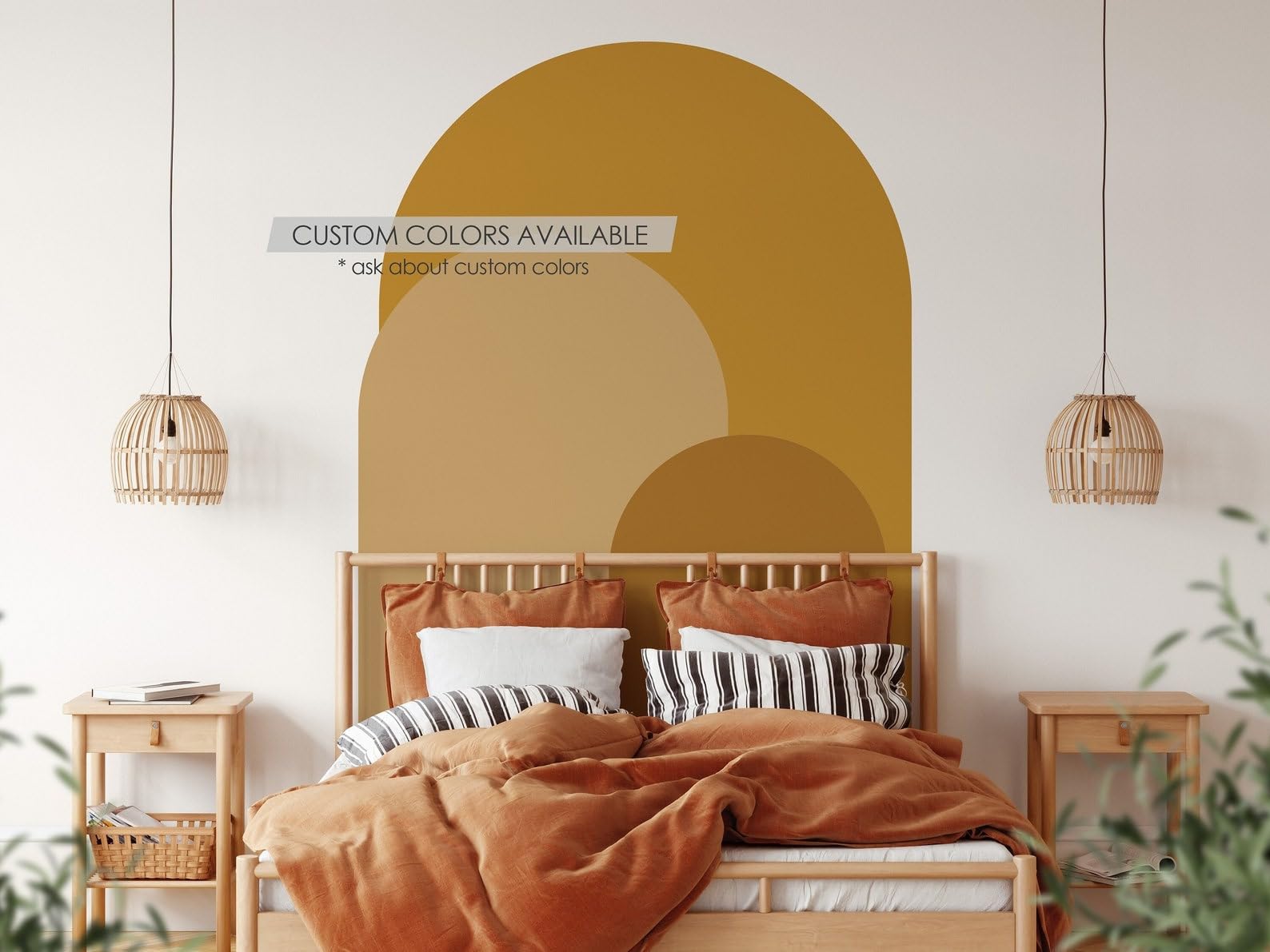 Coloritto Mustard Modern Arch Wall Decal | Peel and Stick Arch Wall Sticker | Removable Self Adhesive Boho Mural | Headboard Sticker (48