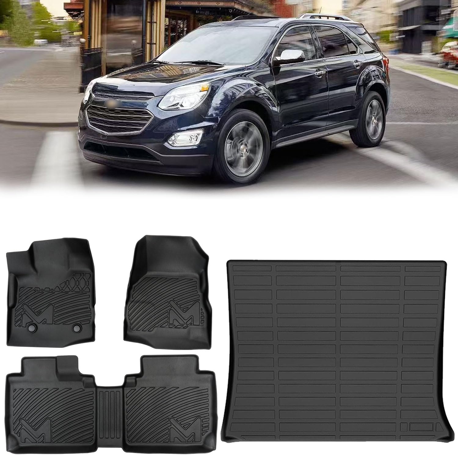 TPE Automotive Floor Mats & Cargo Liner Custom for 2012-2017 Chevy Equinox & GMC Terrain, All Weather Cover Protection Waterproof Black Floor Liner Front & Rear Row Full Set Car Mats, 4PCS - Image 9