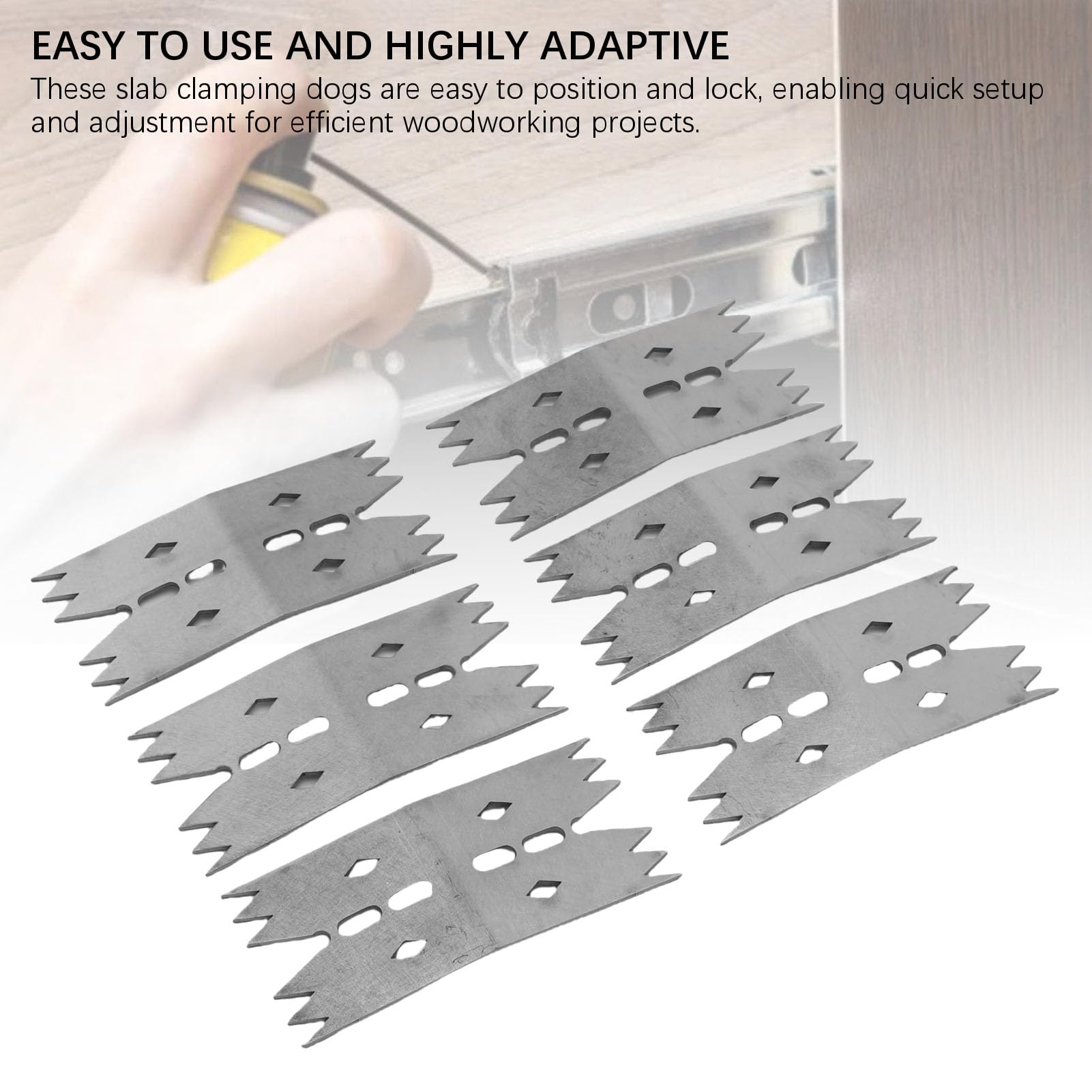 Panel Clamps 6Pcs Slab Clamping Dogs for Woodworking Tools Stainless Steel Pinch Dogs Router Sled Fastening Board Fixing Clamp Tools for Woodworking Stainless Steel Pinch - Image 2