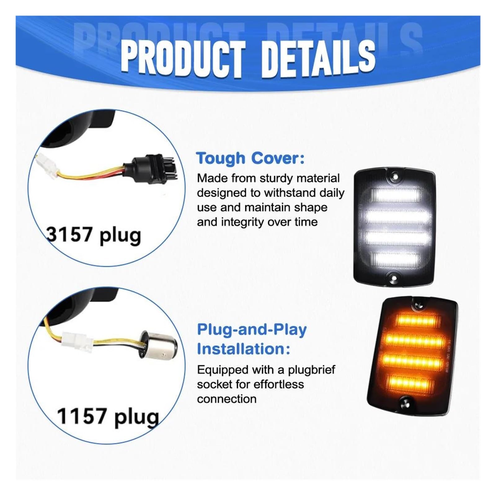 Genérico Luz Señal Giro Del Parachoques Delantero Coche Conducción Blanca Ámbar 56001378 CH2520111 SL1-28-YJ Para Jeep Para Wrangler YJ 1987-1995 Indicador Intermitente Lateral