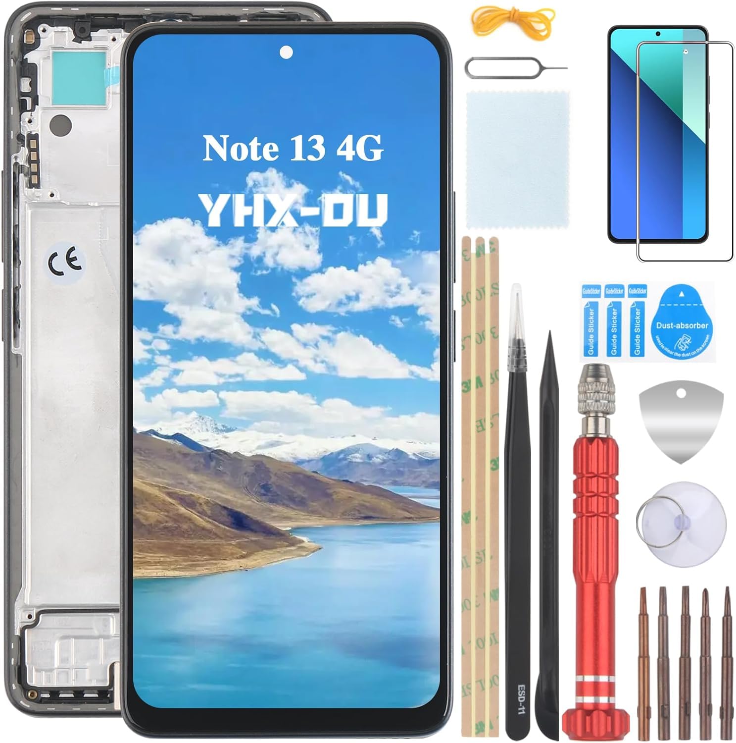 6.67" Noir Kit Écran LCD avec Châssis pour Xiaomi Redmi Note 13 4G 23129RAA4G, 23124RA7EO Écran Complet Tactile LCD Display de Rechange avec Film de Protection D'écran et Outils