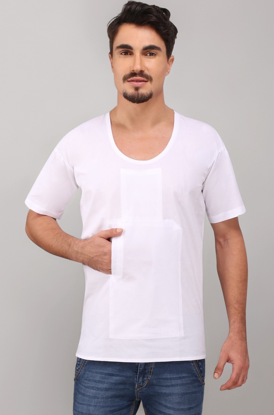 Men's White Cotton Vest |2 Hidden Pockets | Medical Scrub | Patient Wear
