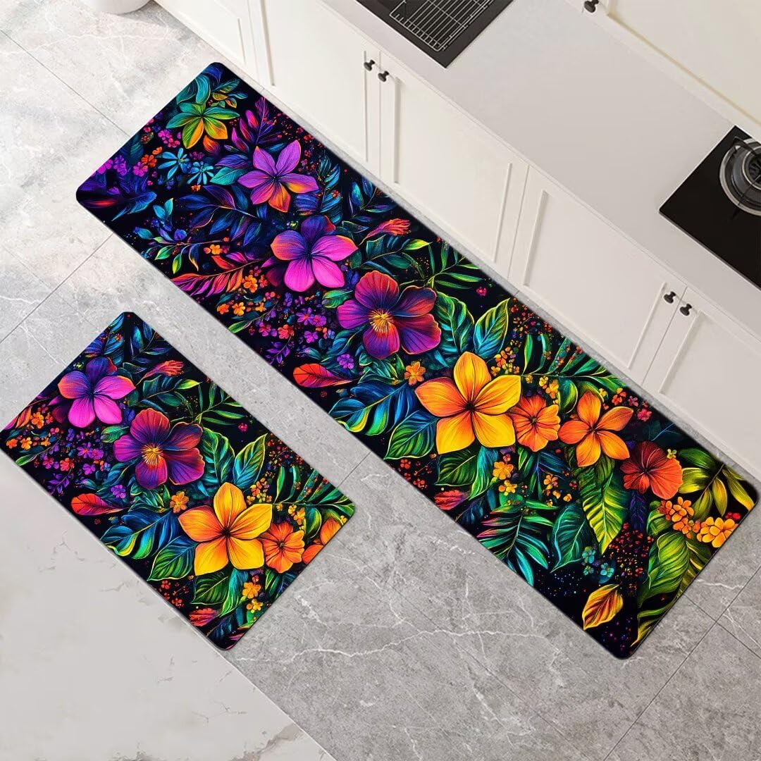 Tapis de cuisine devant évier tropical lot de 2 tapis absorbants lavables pour couloir et maison
