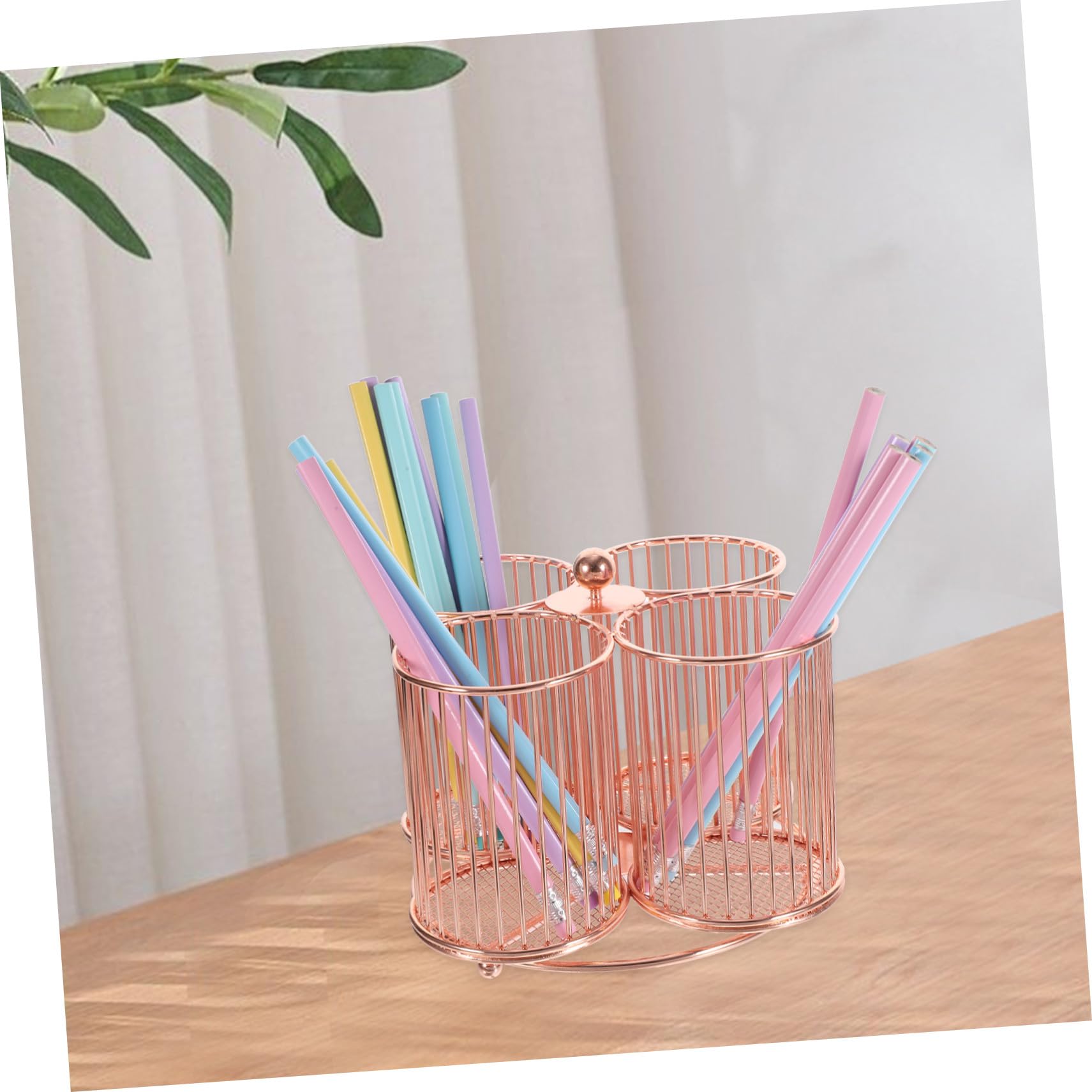 Hemobllo Portapenne Rotante in Metallo Resistente Organizer Scrivania con Scomparti per Cancelleria Cosmetici e Gioielli Design per Ufficio e Casa
