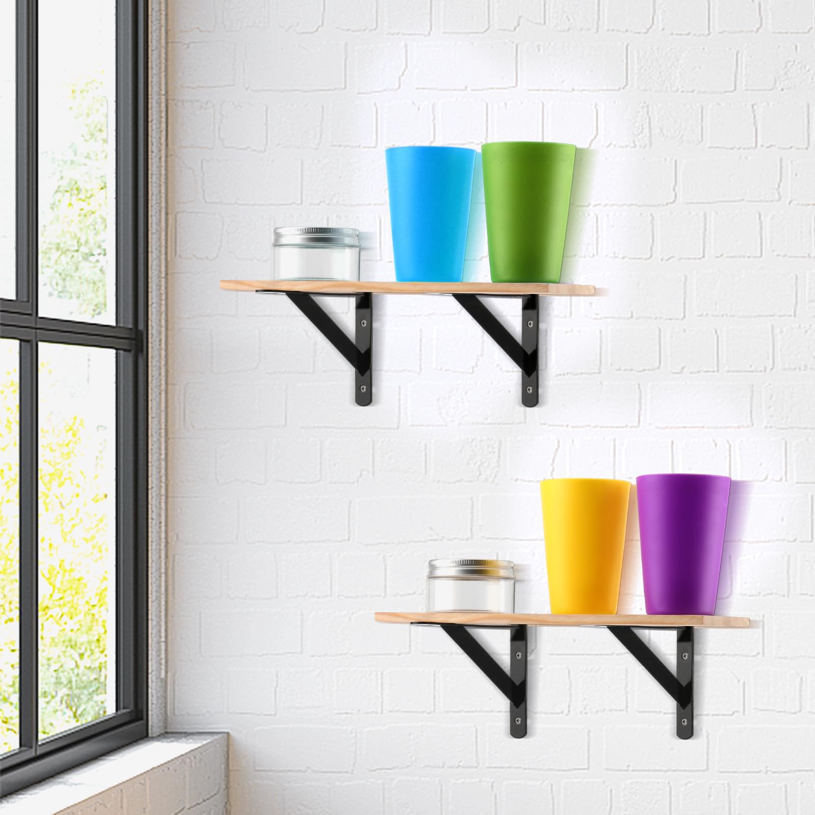 Image secondaire de Équerres Murales Triangulaires en Acier - Lot de 12 Supports de 150 mm