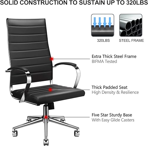 Miniatura 4 de Silla de oficina ergonómica, silla de escritorio giratoria ajustable con reposabrazos en cuero vegano, silla de respaldo alto para soporte lumbar,