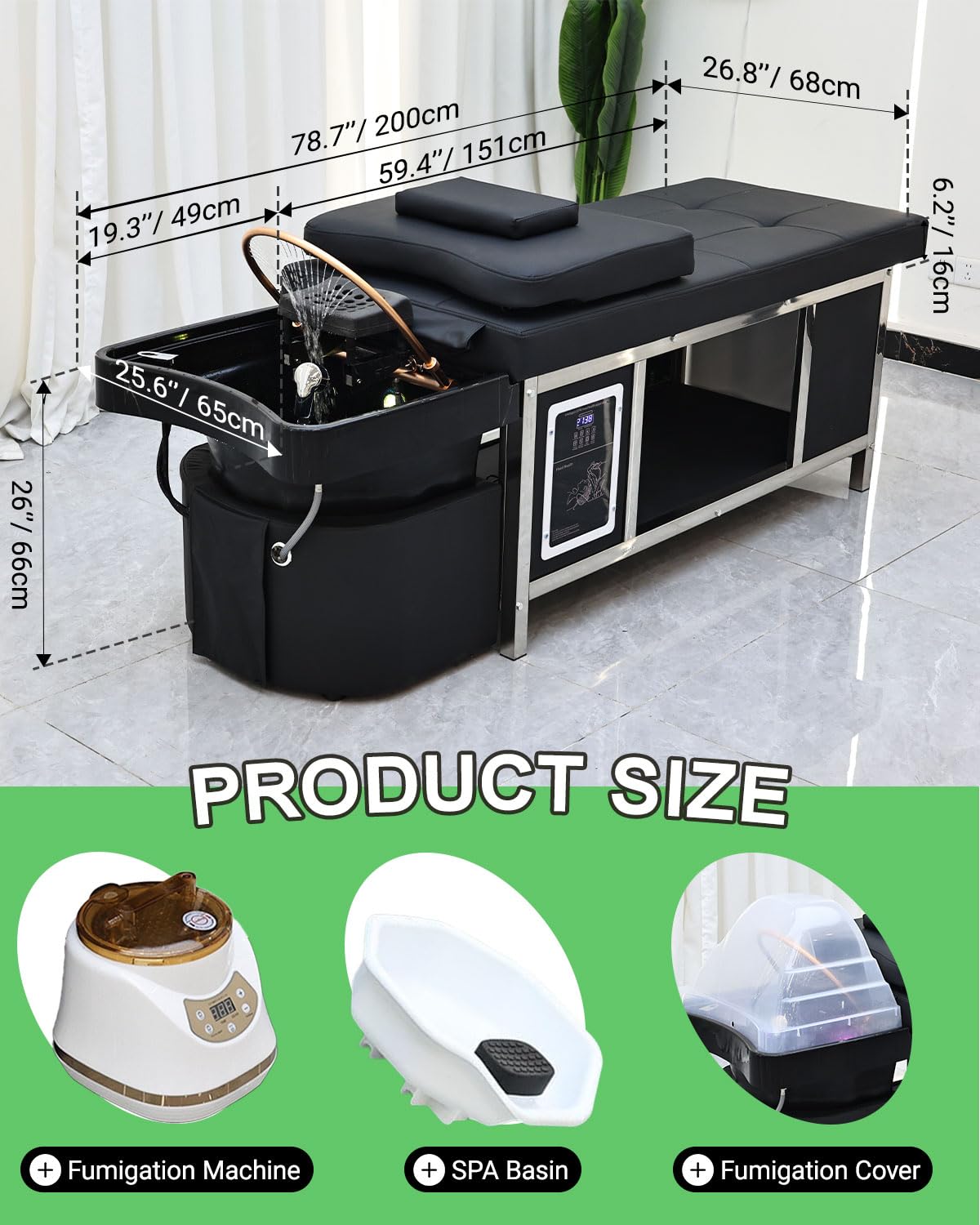 Camilla de masaje Nykto para salones de belleza y barberías.