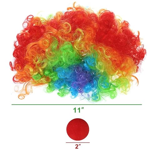 Miniatura 2 de LOVEINUSA Juego de peluca de payaso, peluca de payaso de nariz de payaso roja esponjosa afro para hombres y mujeres, cosplay, anime, fiesta, pelucas