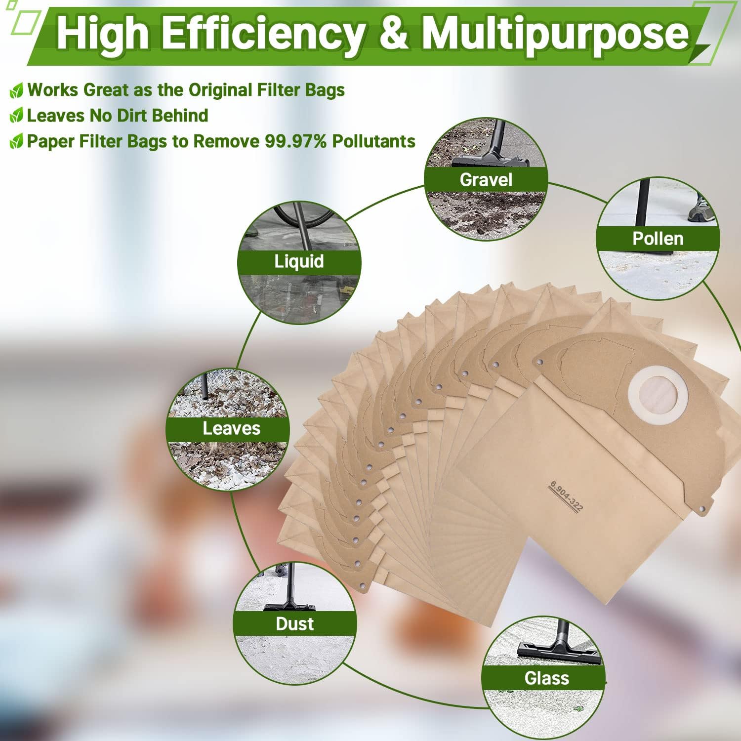 For Karcher Wet E A2000 Dry MV2 WD2 Maintenance Kit 10 Bags - Foto 6