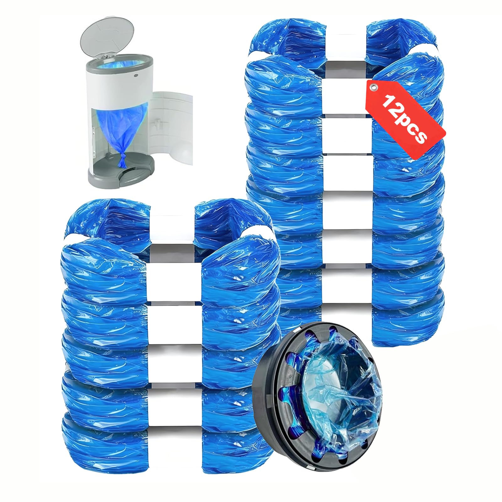 12 Pezzi Ricarica Mangiapannolini Pannolino Sacchetti di Ricarica Antiodore Ricariche Mangiapannolini Ispessito Compatibile con Tommee Tippee Twist & Click LitterLocker