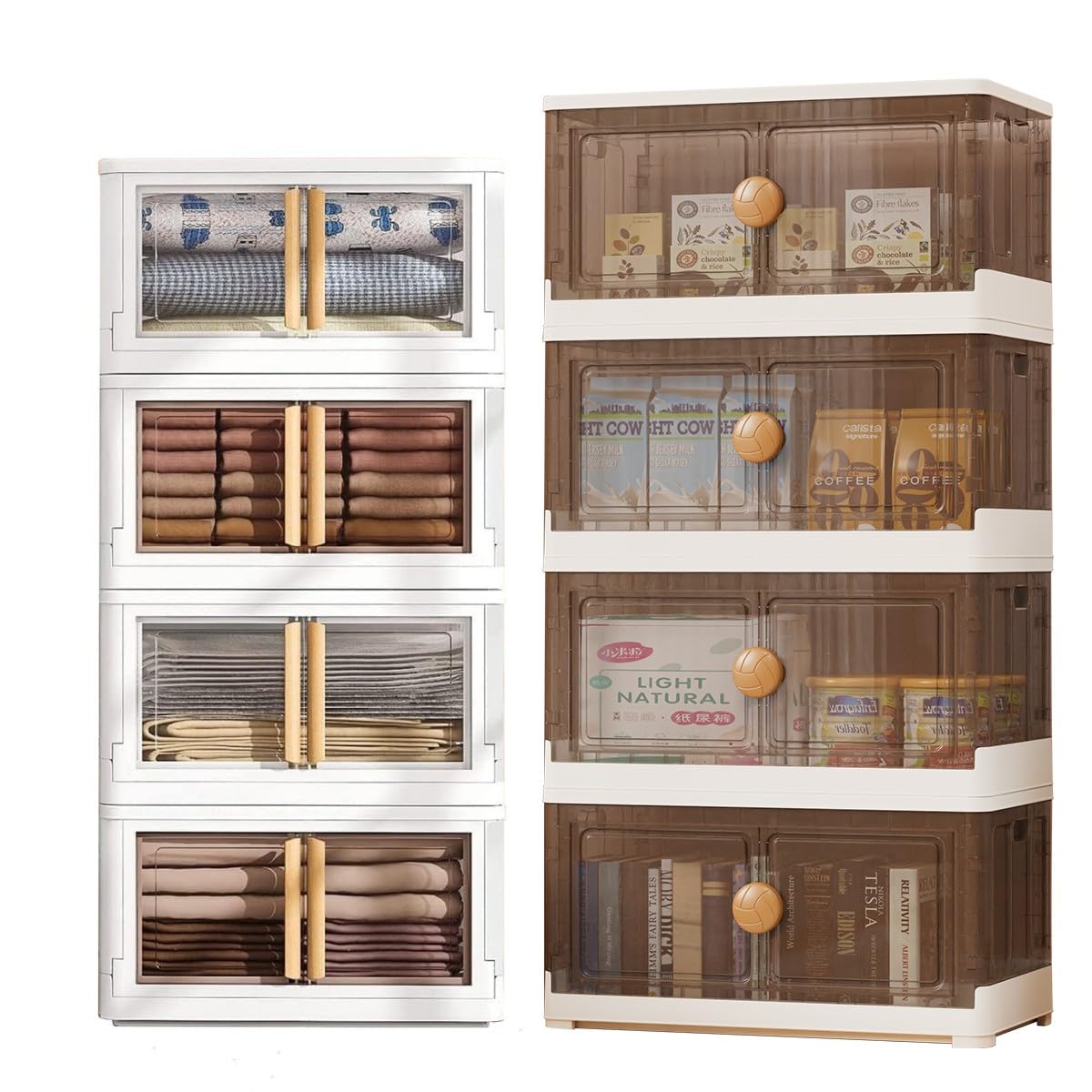 wookon4 Packs White Storage Bins+4 Pack XXL Storage Closet