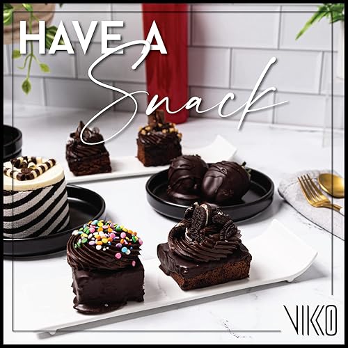 Miniatura 4 de Vikko Platos rectangulares para aperitivos, juego de 6 platos blancos pequeños con borde elevado, elegante vajilla para servir entradas, aperitivos