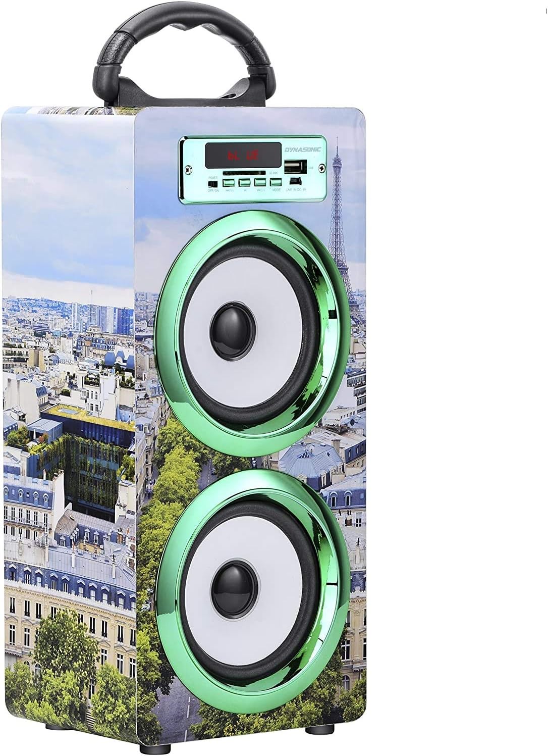 DYNASONIC - Portable Bluetooth Speaker 10W | Portable Wireless MP3 Player, USB SD Reader, FM Radio – Model 020-5, Turquoise