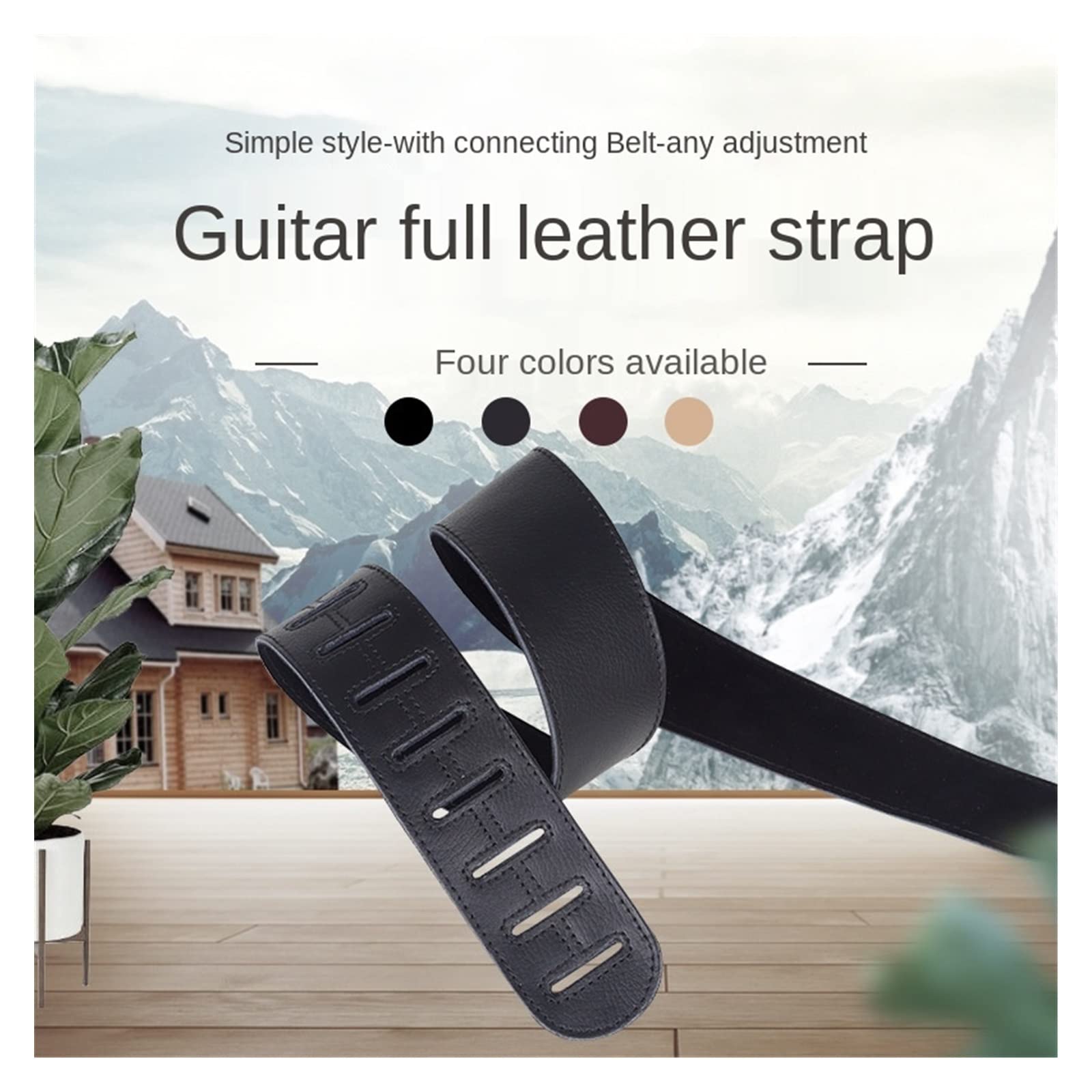 Pasek do gitary Skórzany pasek do gitary Ludowy elektryczny akustyczny pasek do gitary basowej Instrument muzyczny (Color : Svart, Size : 95.5cm)