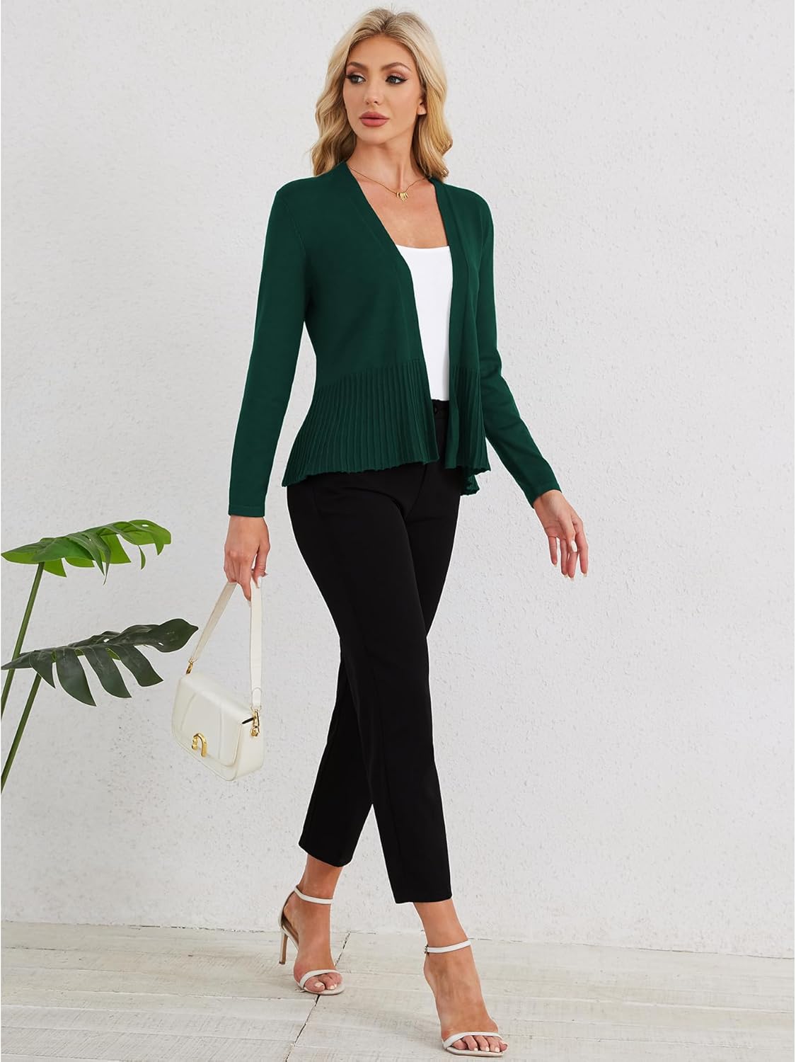 CZYINXIAN Women's Casual Long Sleeves Cropped Cardigan Trendy Open Front Knit Draped Cardigans Outwear - Image 3