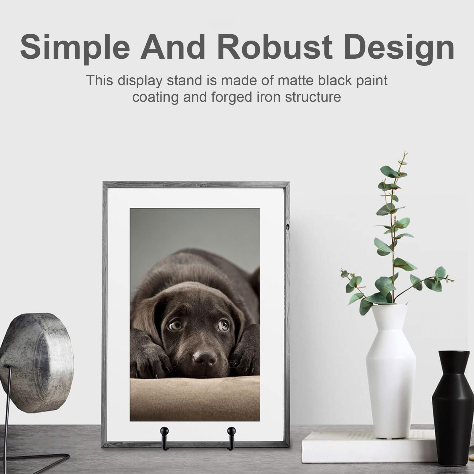 HJJWNDDNG 12Pcs Plate Stands for Display, 6 Inch Metal Plate Holder Portable Picture Frame Holder Minimalist Photo Frame Stand for Photos Books Artwork(black-12-6 inches)