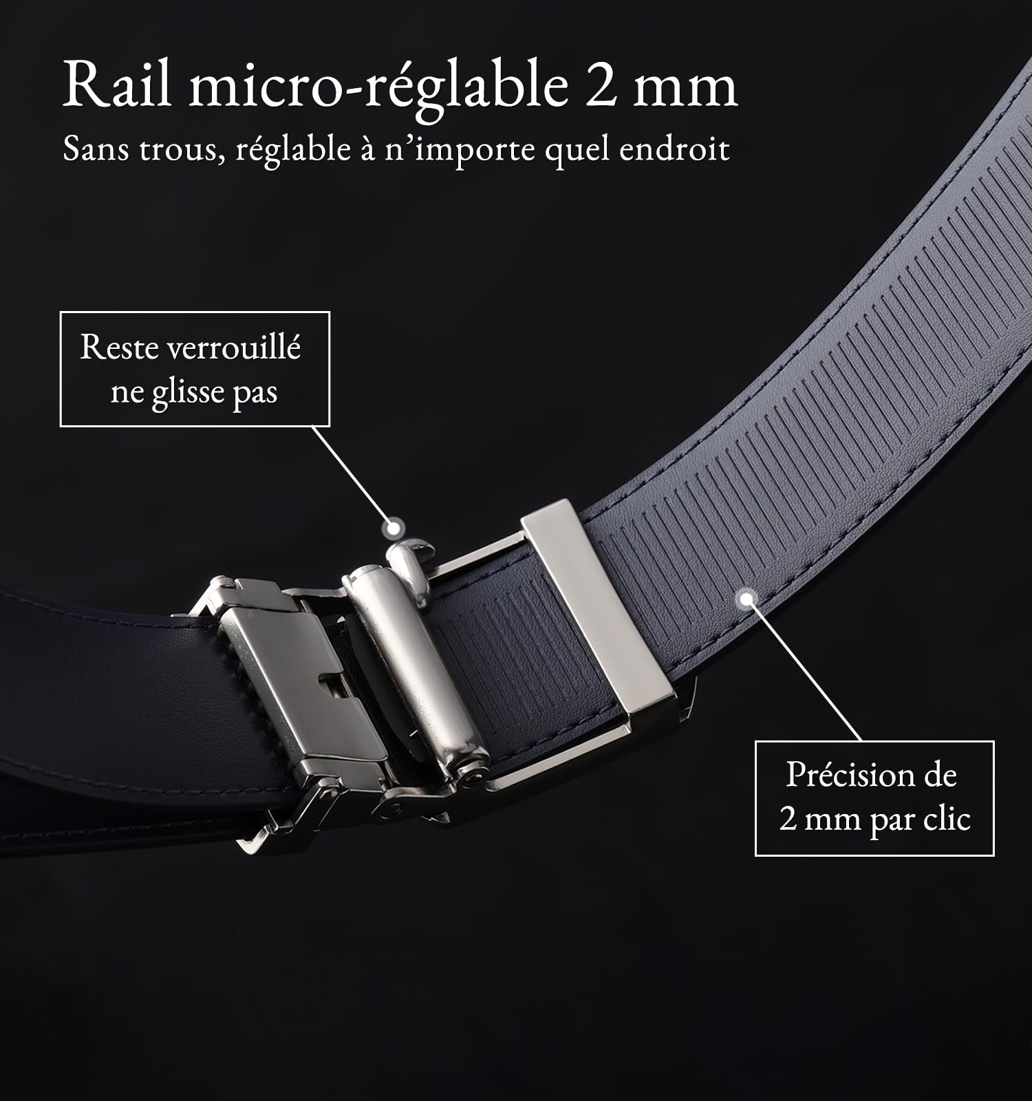 Litume GREEN GOLF Ceinture de Golf à Cliquet – Design Sans Trou, Boucle Micro-Réglable avec Marqueur de Balle Magnétique en Émail