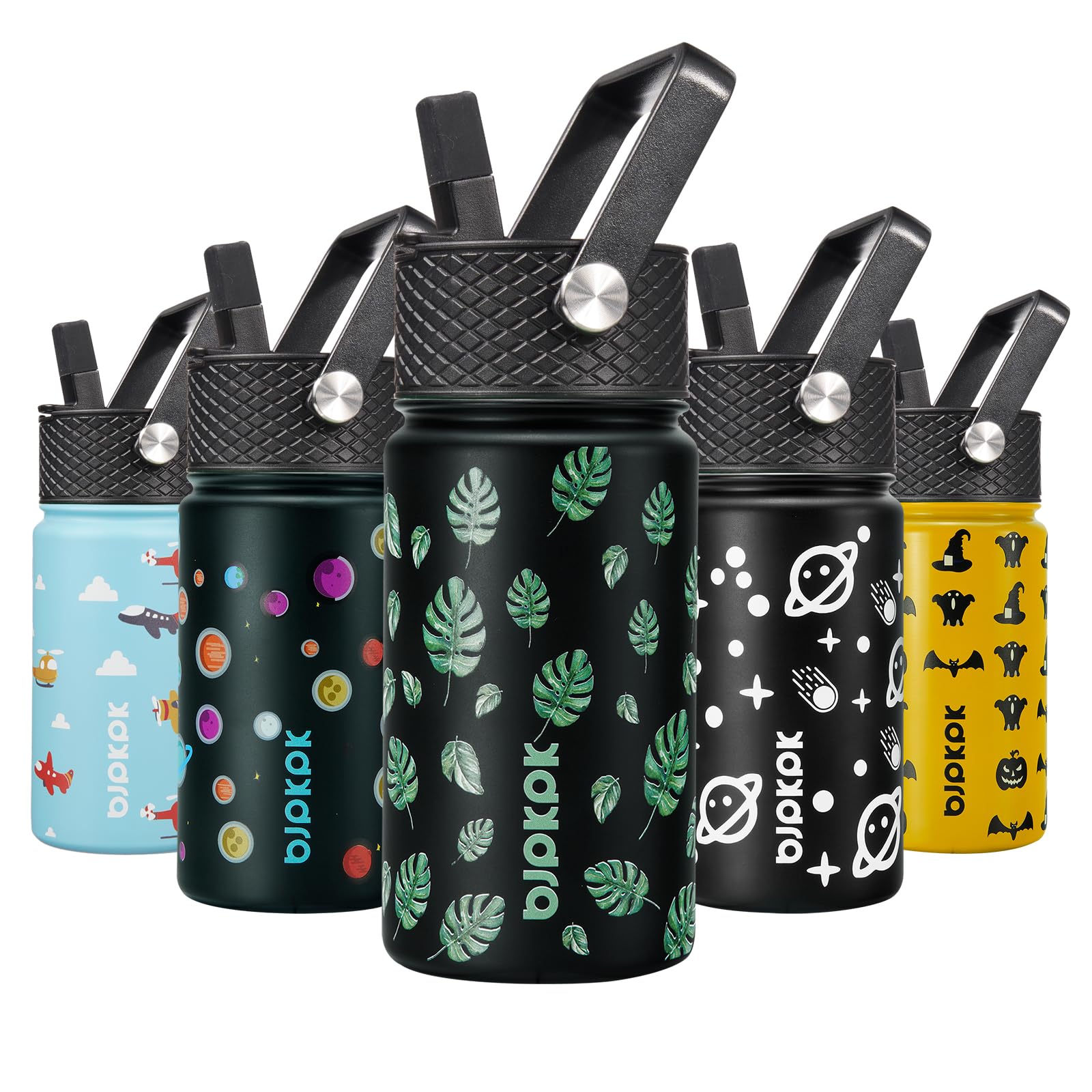 BJPKPK Insulated Water Bottle, 15oz Stainless Steel with Straw Lid