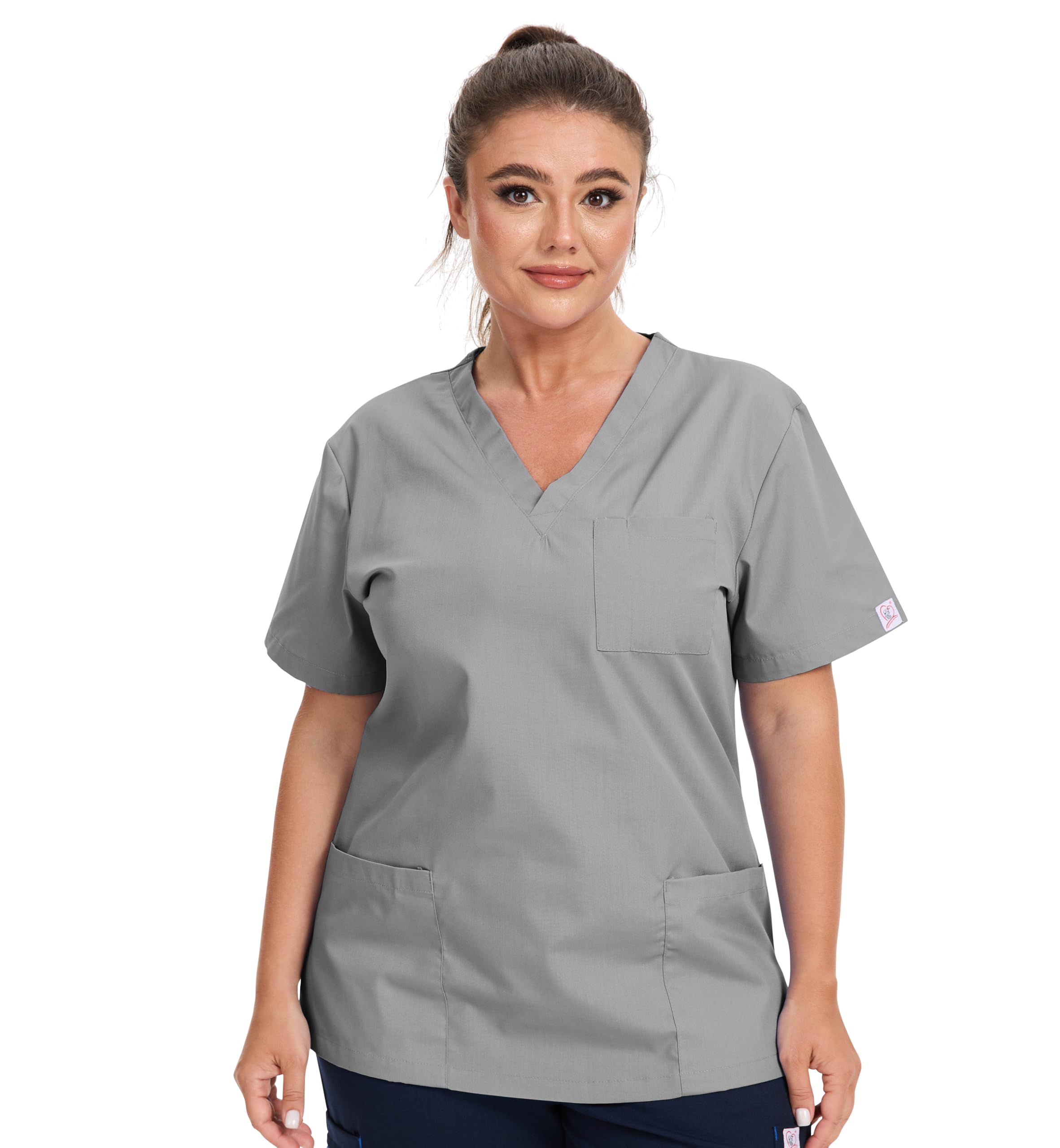 JONATHAN UNIFORM Women Tunic Top V-Neck 3 Pocket Workwear Uniform for Vet, Beauty, Cleaning, Massage(Grey, XL)
