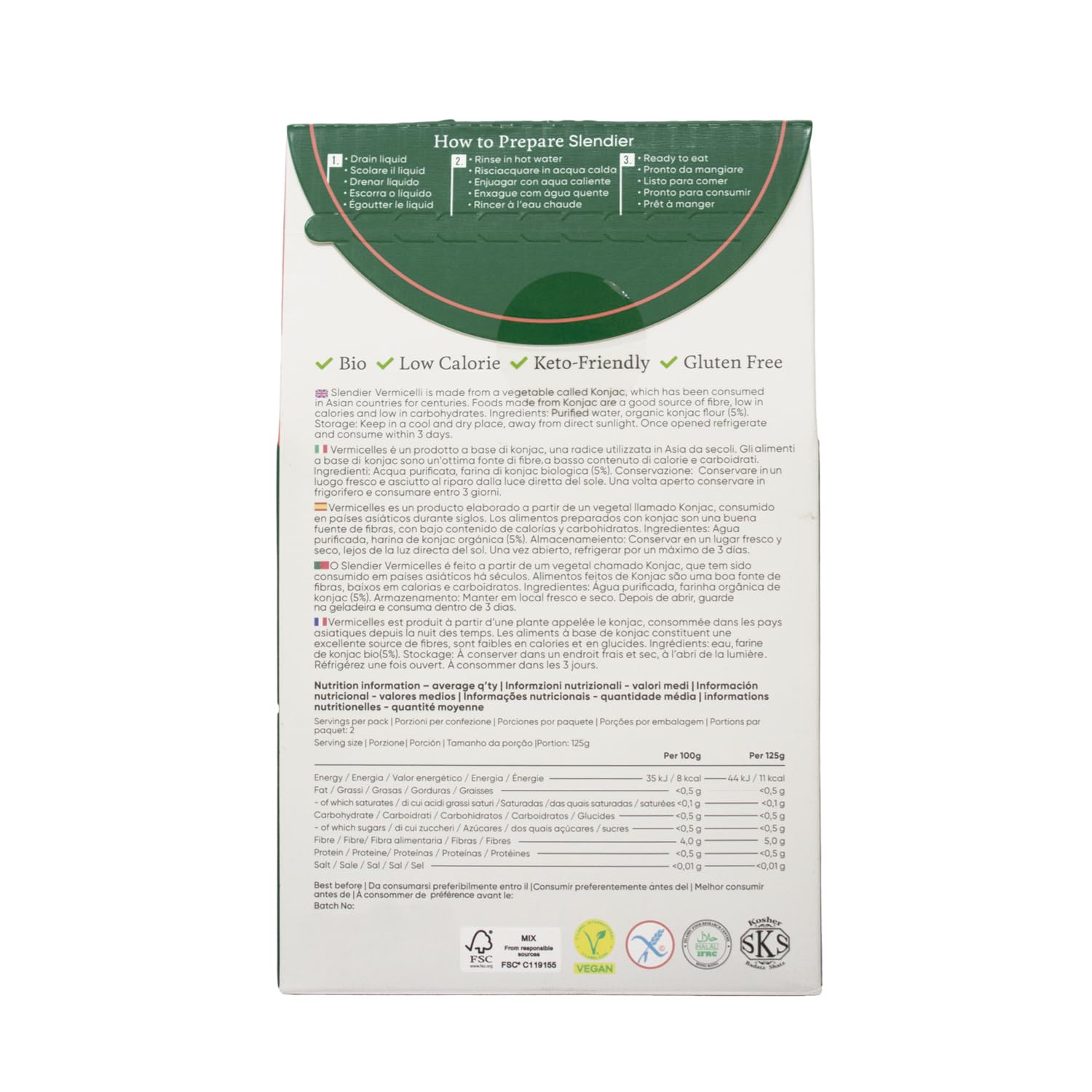 Slendier Pasta Konjac Cabello de Ángel 400 gr