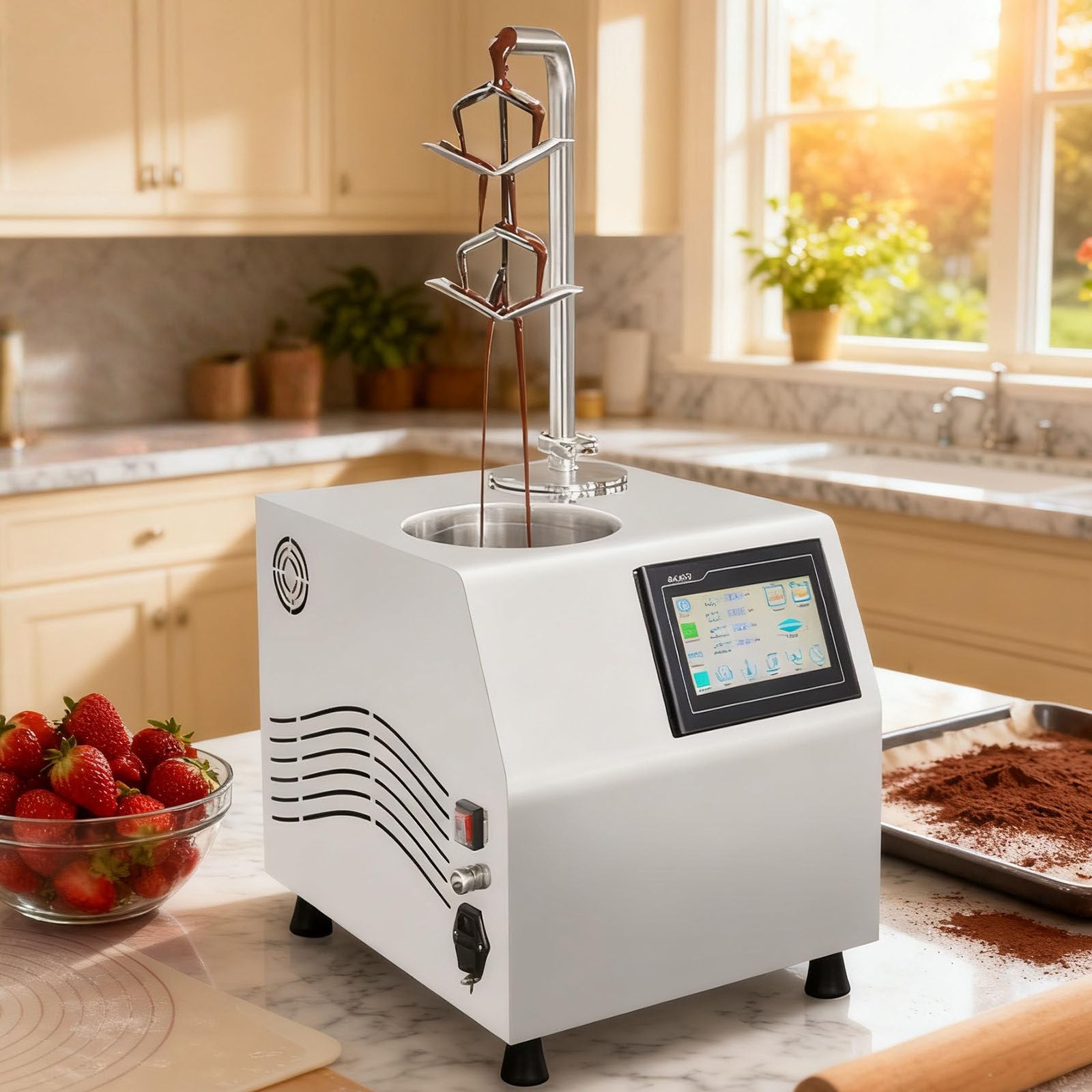 Máquina Profesional De Sobremesa para Atemperar Chocolate, Fundidora Y Calentadora De Grandes Lotes (5.5 litros) con Control Digital Preciso De Temperatura hasta 65 °C (149 °F)
