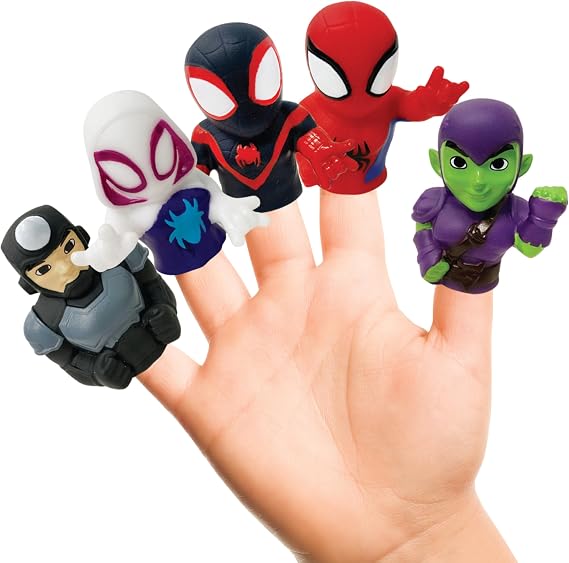 Ginsey Spidey and His Amazing Friends 5 Piece Finger Puppet Set - Bath Toys, Party Favors, 1.0 Count, 0.145 pounds