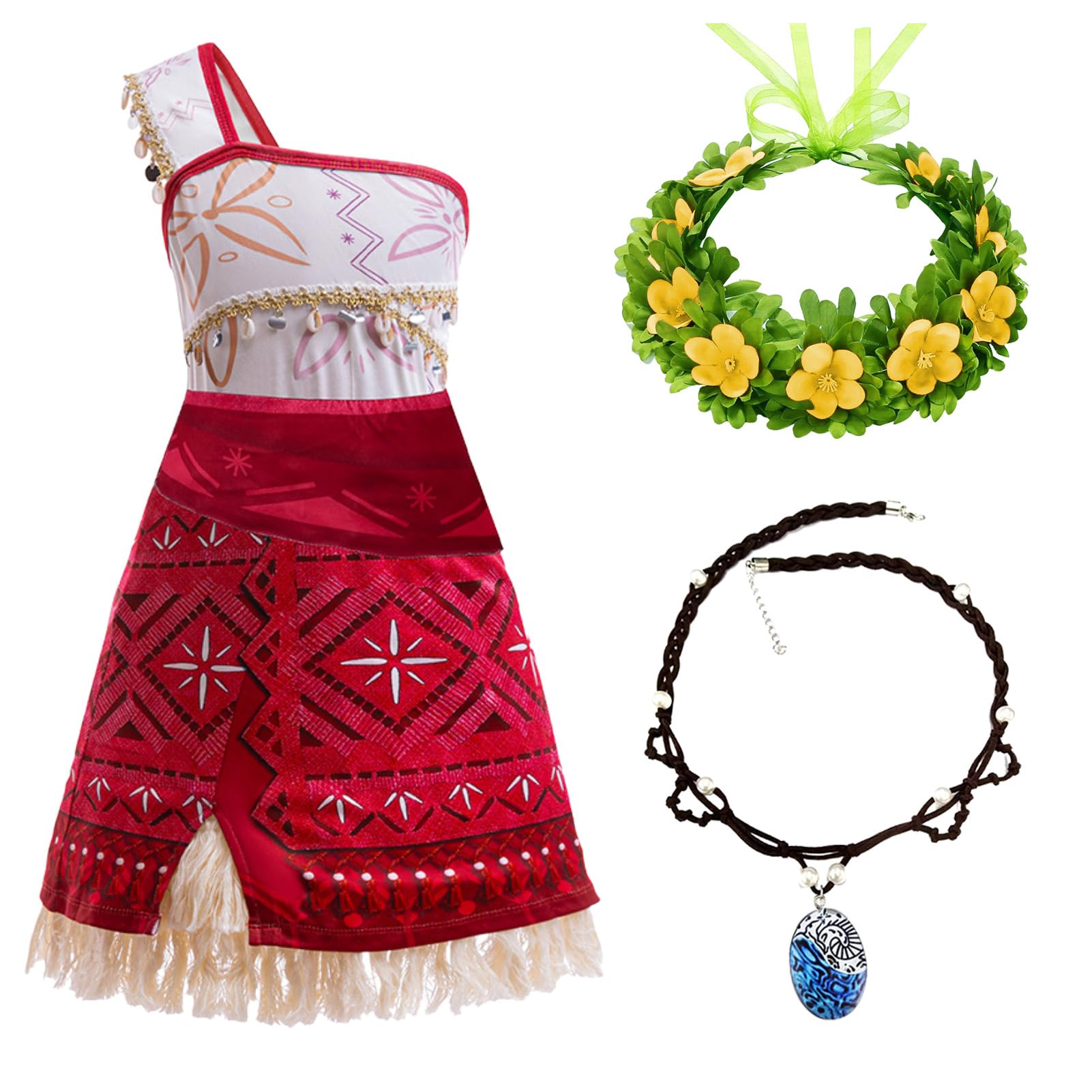 AmzManch Princess Costume for Girls,Ocean Adventure Princess Dress with Accessories,Kids Halloween Princess Dress Up