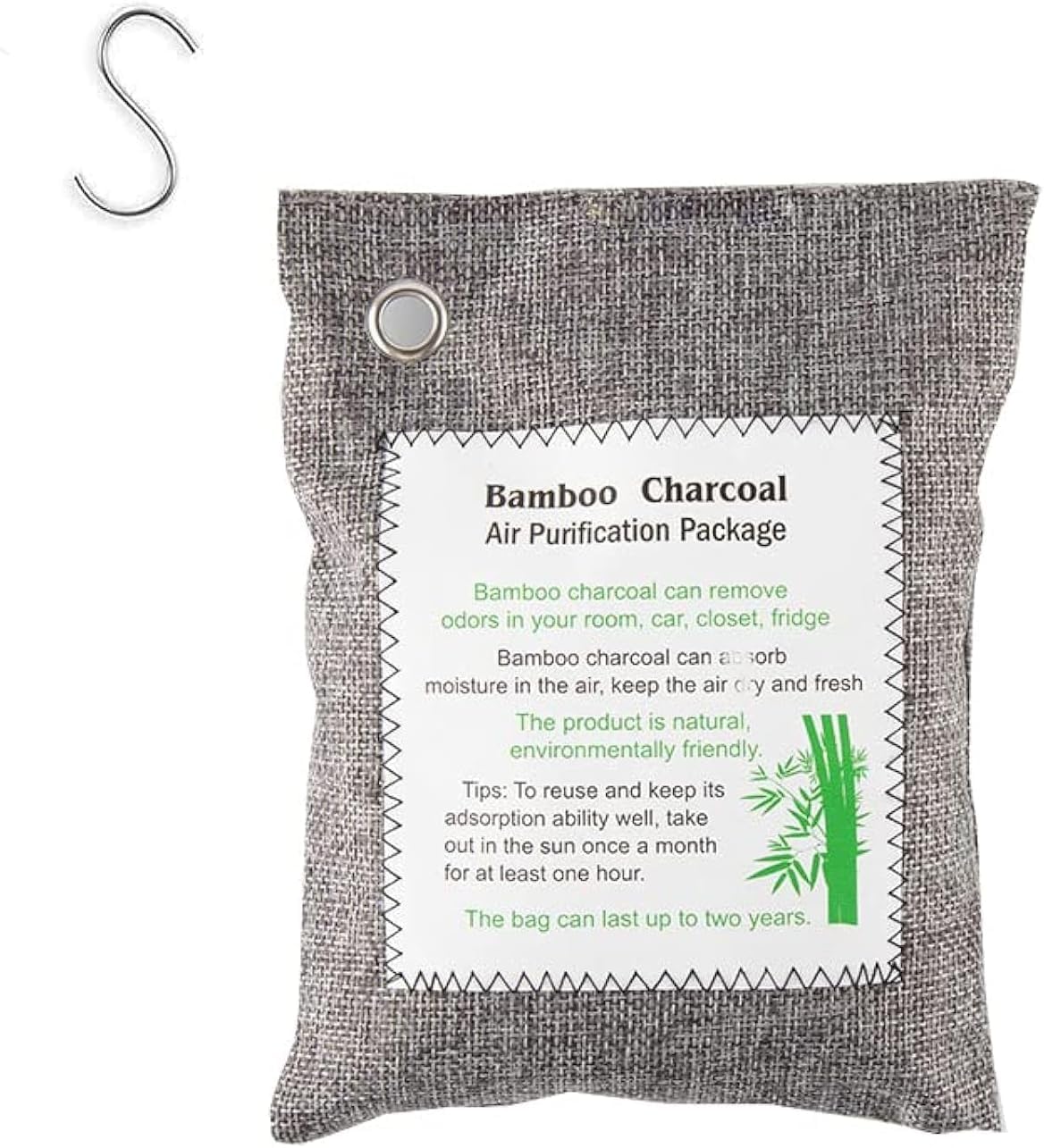 THMINS Activated Bamboo Charcoal Air Purifying Bag Charcoal bags Odor Absorber for Home Odor Eliminator Car Air Freshener for Closet Deodorizer Shoe Room (charcoalbagguagou1packae)