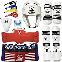 Vista 8 de Artes marciales Taekwondo Sparring Gear Equipo Set Headgear Shin Instep Brazo Pecho Bolsa de protección bucal