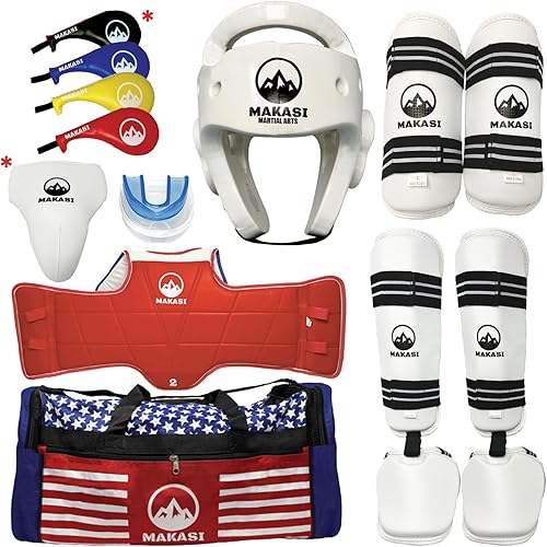 Artes Marciales Taekwondo Sparring Gear Set de equipo para la cabeza, espinillera, empeine, brazo, bolsa de protección bucal