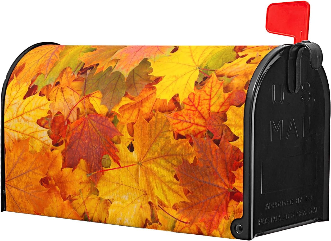 Fall Maple Leaves Mailbox Cover Magnetic Custom Autumn Decor Colorful Painting Wraps Post Letter Box Decorative for Outside Garden Yard Home Standard Mailbox 18x21 in