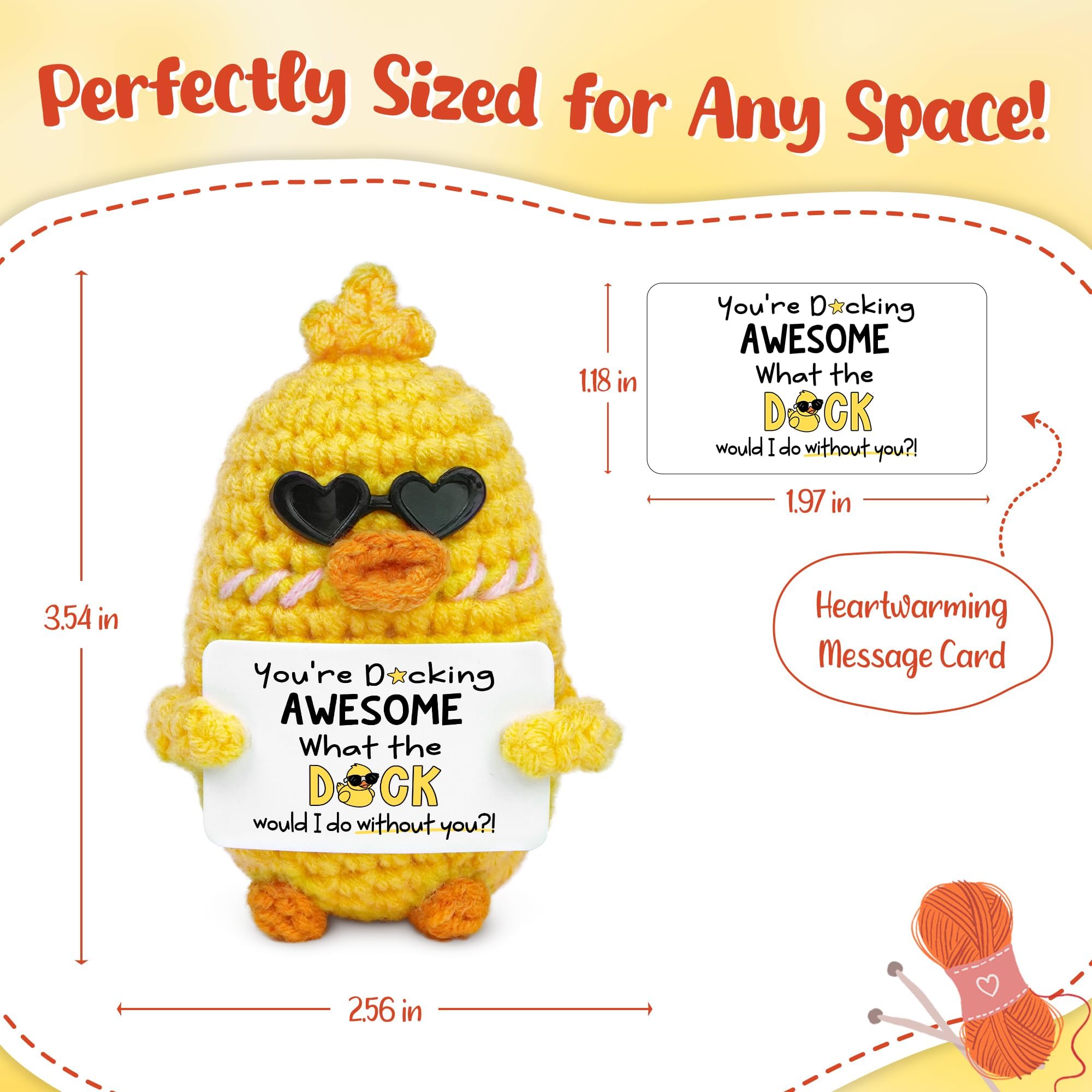 Sunwuun Positive Duck Gifts,Good Luck Gifts,Mini Emotional Support Gift Potato,Funny Crochet Toys Encouraging Gift for Girlfriend/Friend/Classmate/Kids/Adults - Image 3