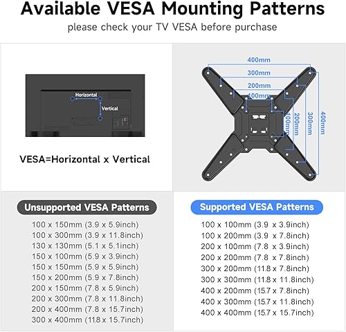 Miniatura 7 de Suptek Soporte de pared para TV de movimiento completo de 30 pulgadas de largo para televisores de 32 a 65 pulgadas, soporte de esquina articulado,