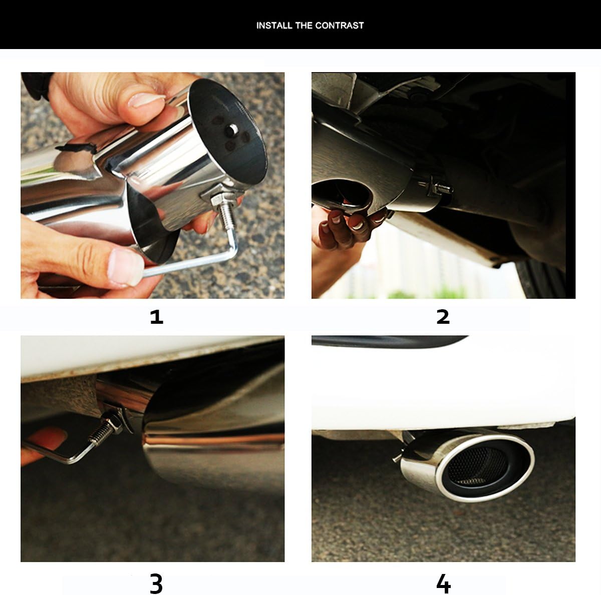 2 Pcs Stainless Polished Muffler Exhaust Tip Finisher Compatible with 2016-2020 Honda Civic
