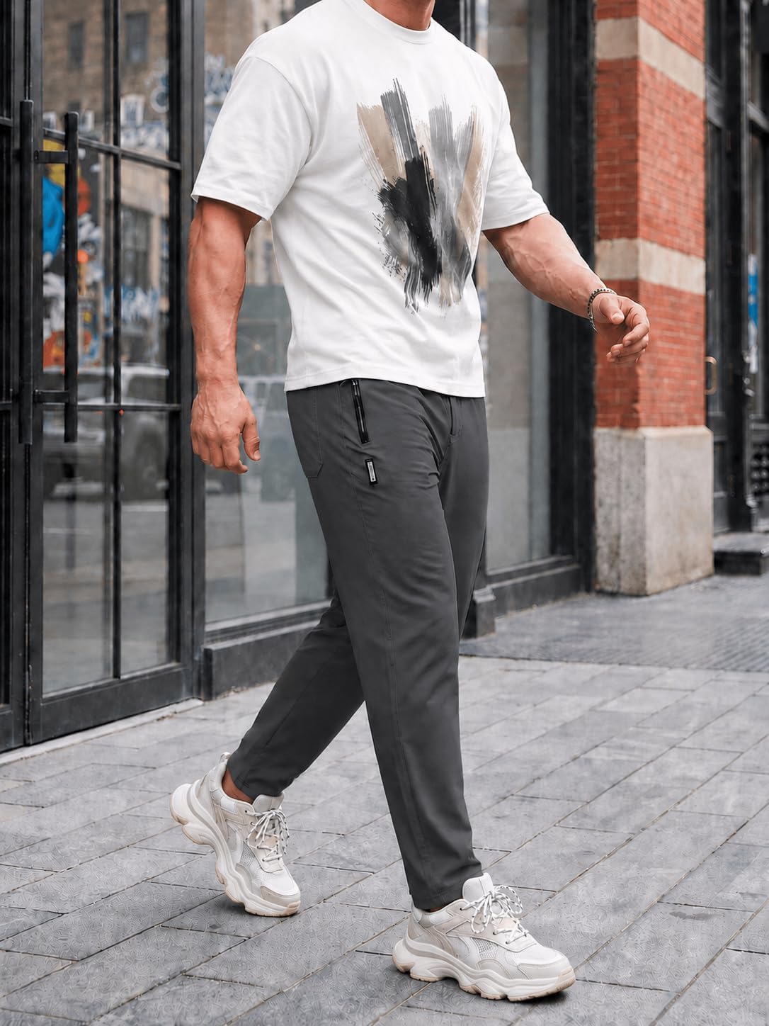 Men's Athletic Pants Lightweight Drawstring Waist Outdoor Work