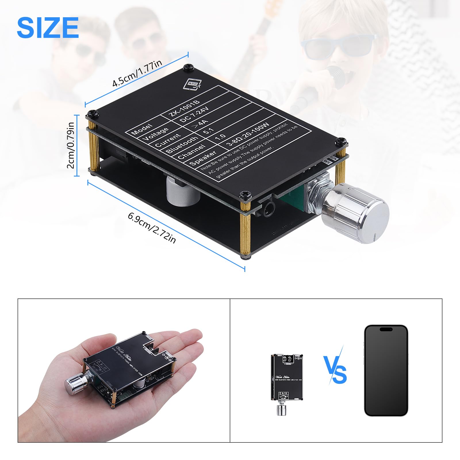 100W BLUETOOTH MONO Audio Leistungsverstärker Modul ZK-1001B TWS DC7-24V EUR 25,79 - DE