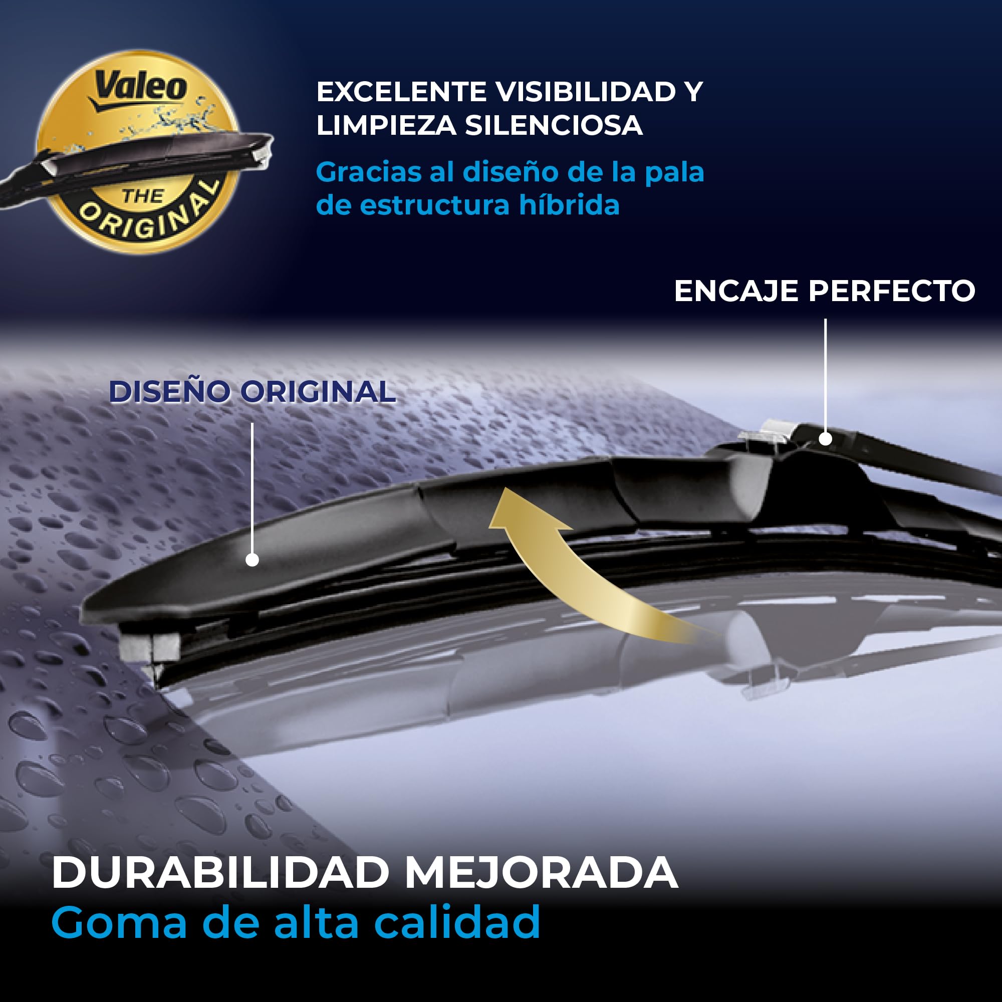 VALEO Silencio - Kit de Escobillas Limpiaparabrisas Híbridas de Repuesto para Equipo Original Premium para todas las Estaciones VH132 + VH126 - Frontales - Longitudes: 600mm + 450mm - 574732 + 574726