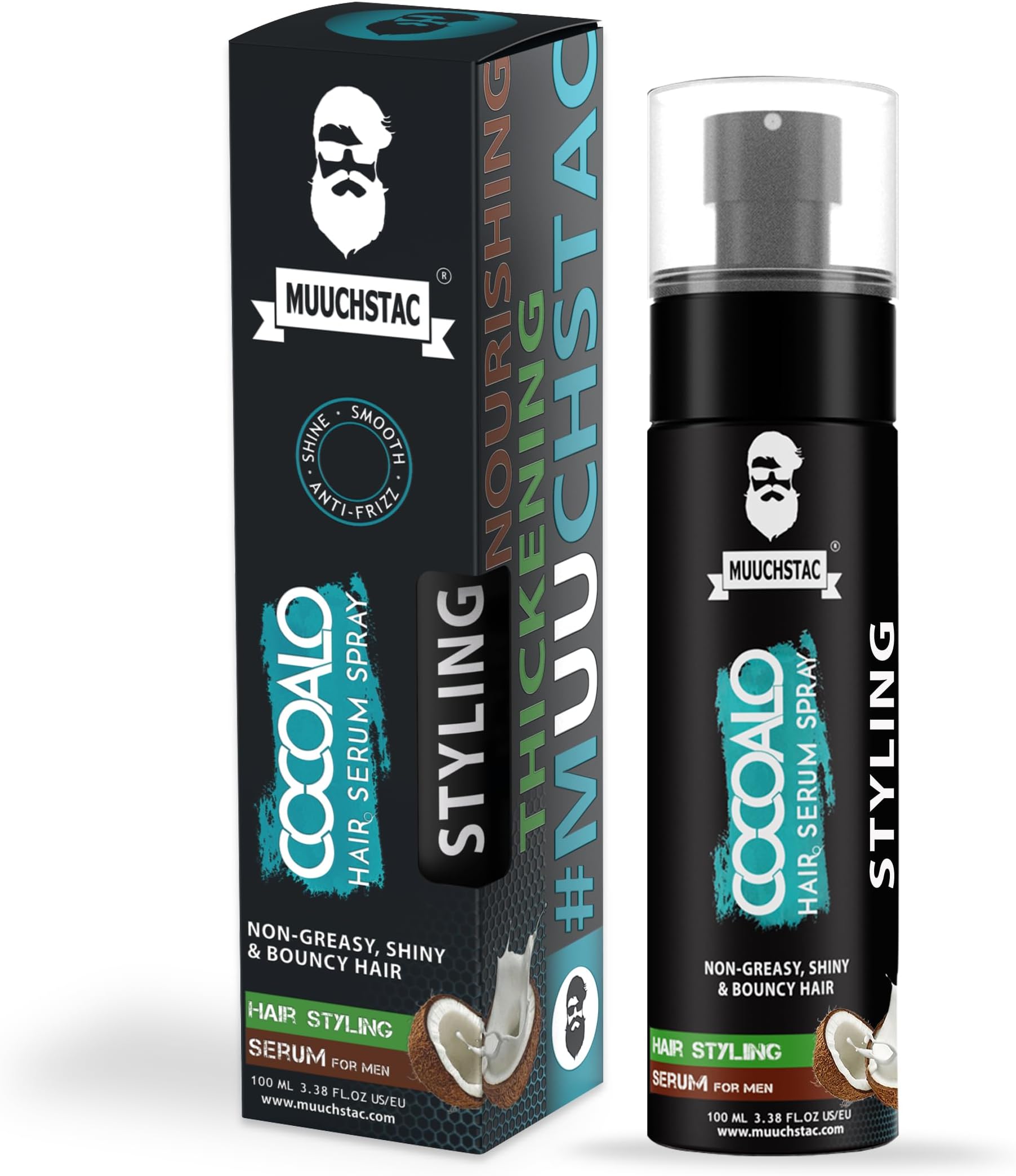 Muuchstac Cocoalo Hair Serum Spray for Men | Professional Hair Styling & Nourishing | Frizz-free, Smooth & Shine Hair | Hair Vitalizer for Men (100 ml)