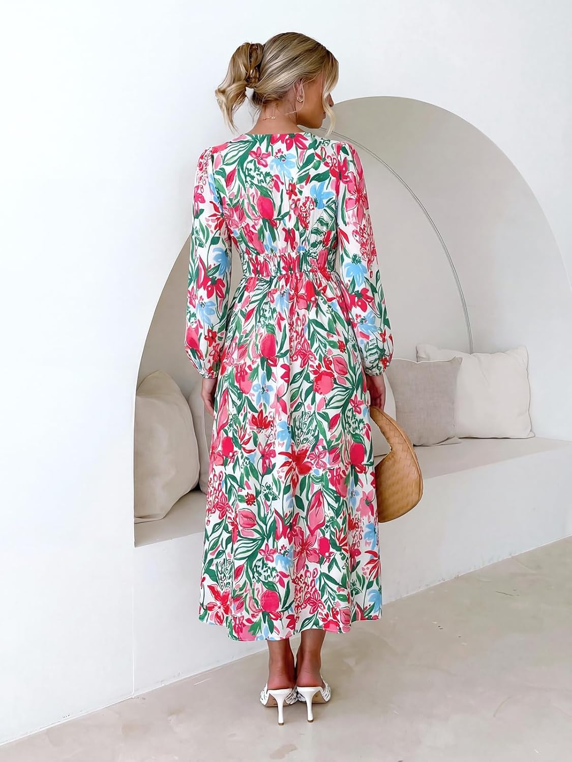 Women's Long Sleeve Floral Maxi Dress 2026 Spring Summer Wedding Guest Dress - Image 6