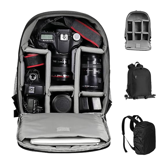 EMART Camera�?Backpack with�?Removable Compartment, Waterproof Bag for�?DSLR Lens SLR Mirrorless Camera, Camera Case for Tripod, 13