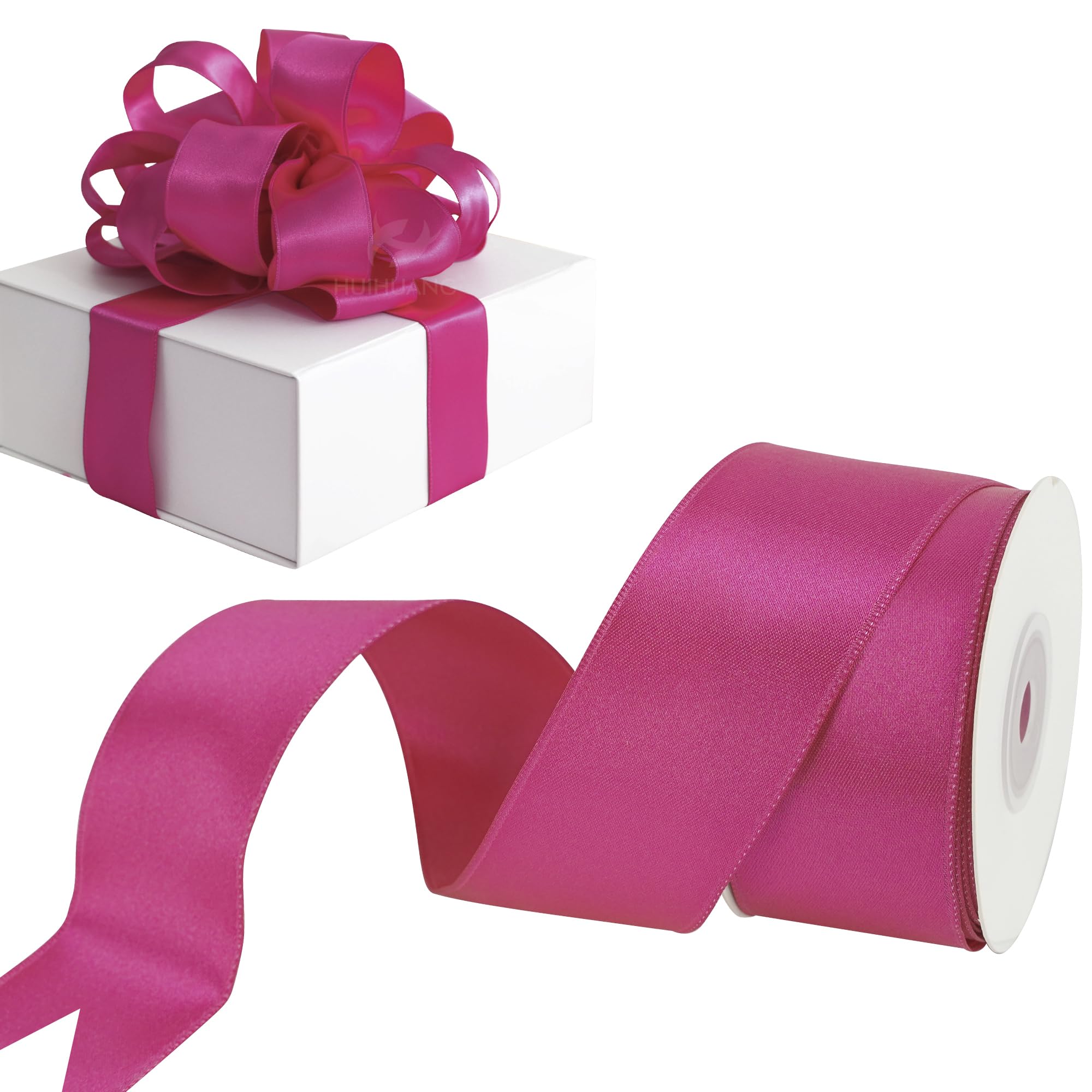Amazon.com: HUIHUANG Hot Pink Wired Ribbon 1-1/2 inch Fuchsia Pink